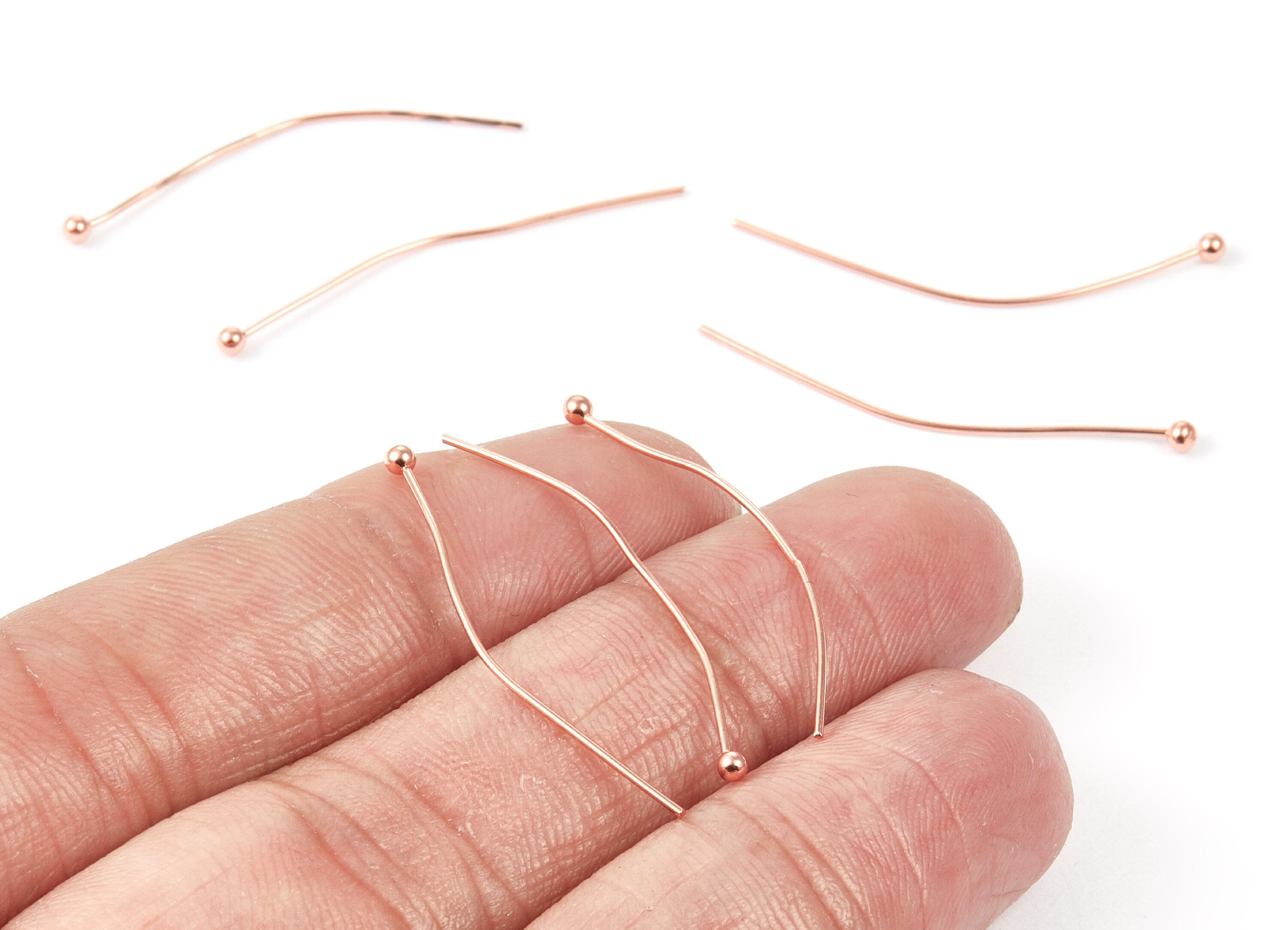 Brass Ball Head Pins - 0.6x35x2.0 - Rose Tone Plated Brass - Jewelry Findings - 35x2x0.6mm - PP1717 - DOMEDBAZAAR