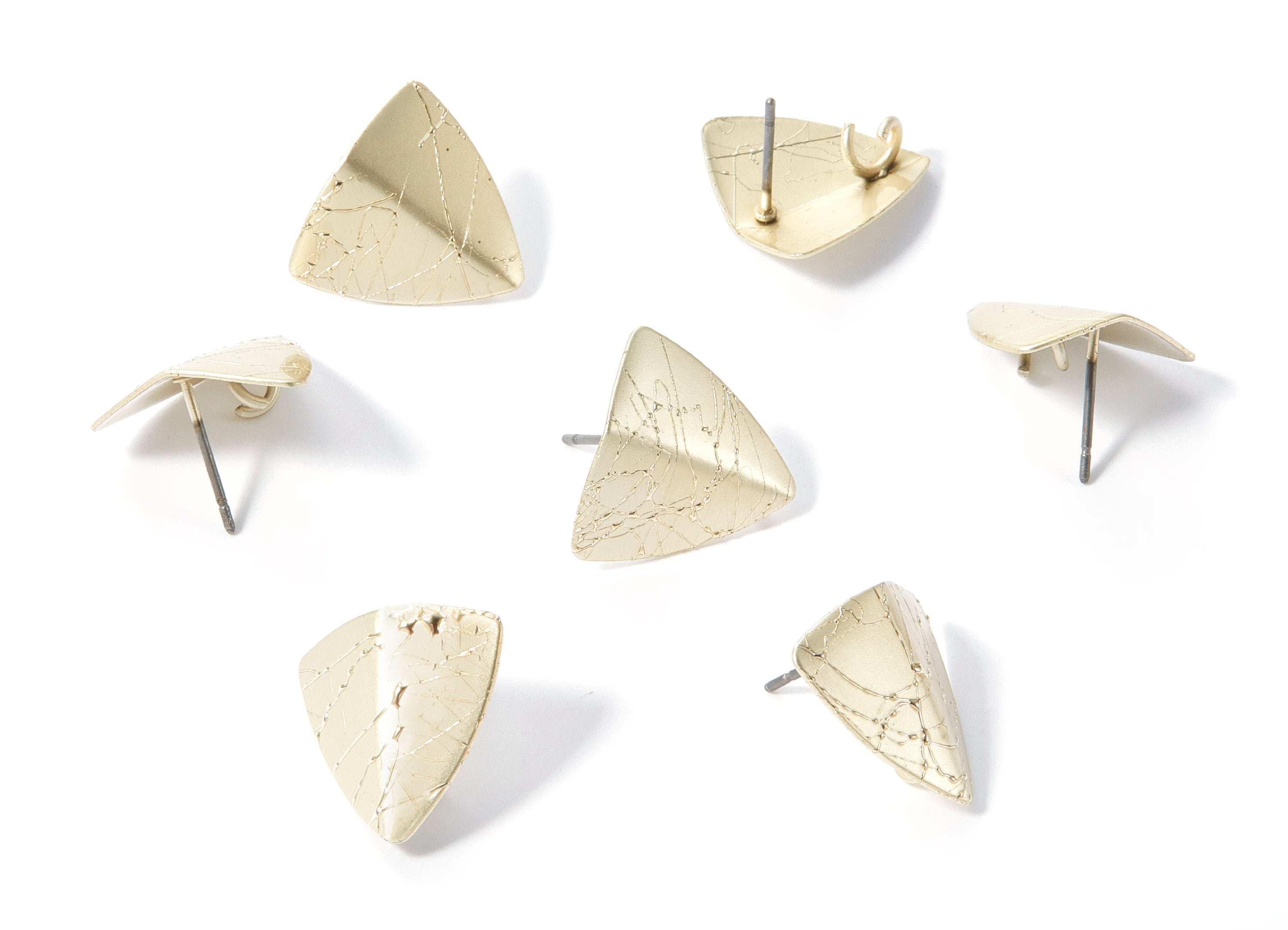 Iron Earring Stud - Gold Tone Plated - Triangle shaped Earring Post - Earring findings - Jewelry Supplies - 16,33x16,33x0,56mm - ZZ1303 - DOMEDBAZAAR