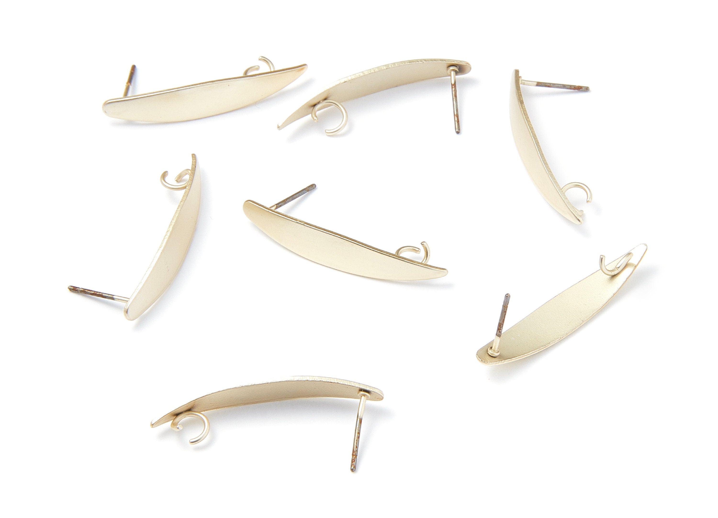 Iron Earring Stud - Gold Tone Plated - Earring Post - Earring findings - Jewelry Supplies - 33,15x6,43x1mm - ZZ1307 - DOMEDBAZAAR