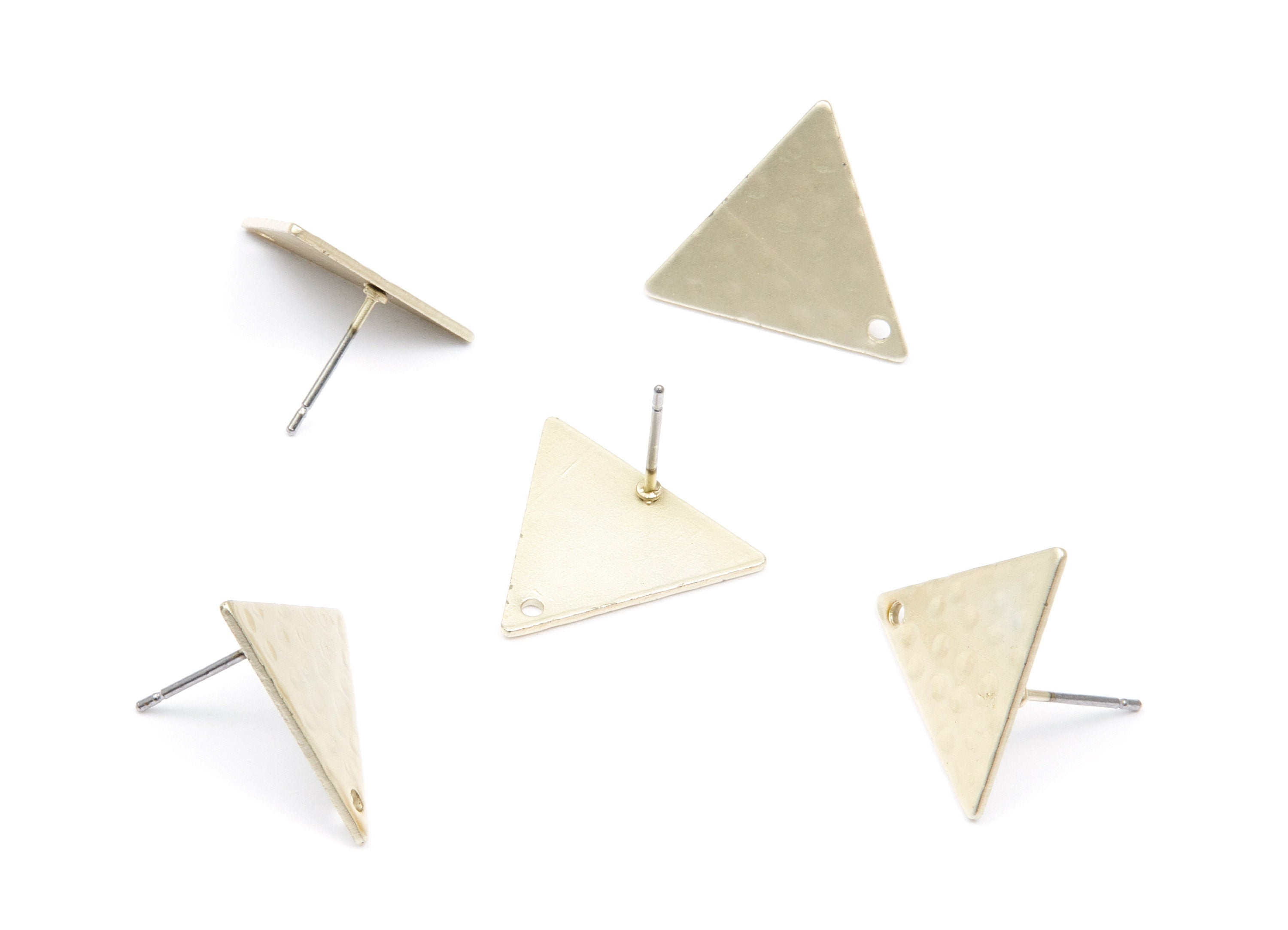 Iron Earring Stud - Gold Tone Plated - Triangle shaped Earring Post - Earring findings - Jewelry Supplies - 19,12x16,73x0,64mm - ZZ1314 - DOMEDBAZAAR