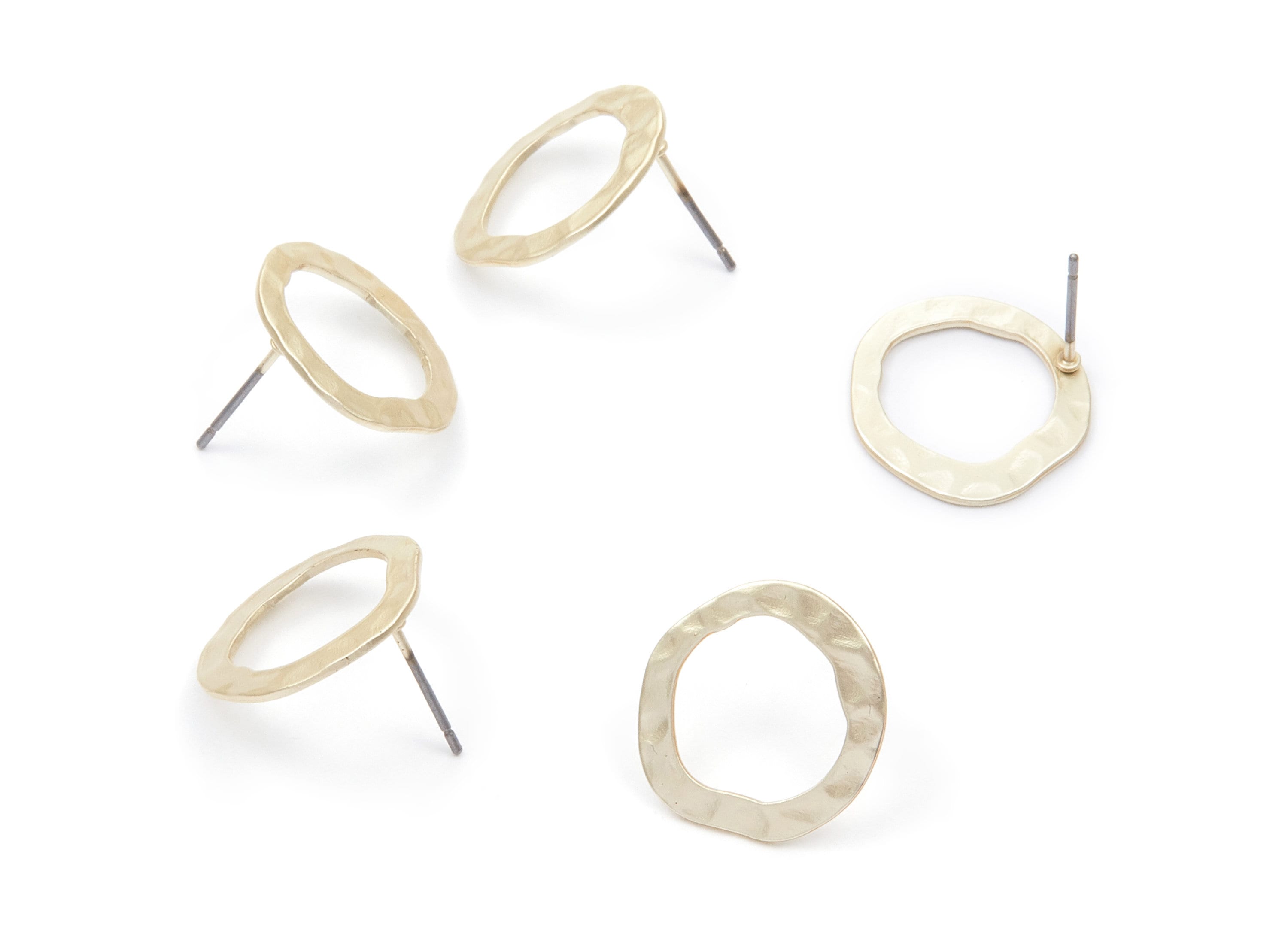 Iron Earring Stud - Gold Tone Plated - Circle shaped Earring Post - Earring findings - Jewelry Supplies - 17,4x16,5x0,84mm - ZZ1317 - DOMEDBAZAAR