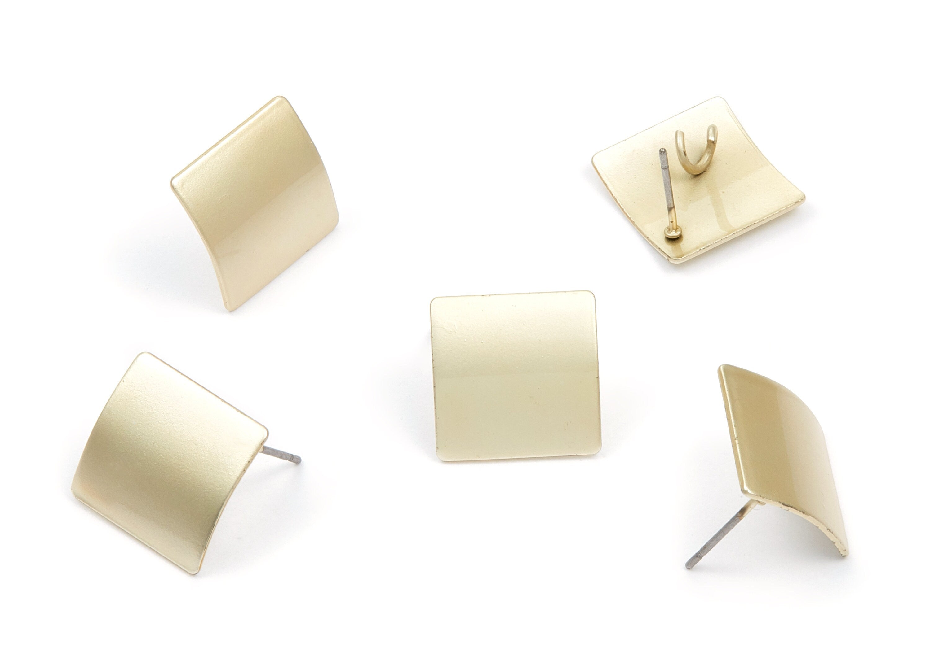 Iron Earring Stud - Gold Tone Plated - Square shaped Earring Post - Earring findings - Jewelry Supplies - 16,16x16,16x0,95mm - ZZ1308 - DOMEDBAZAAR