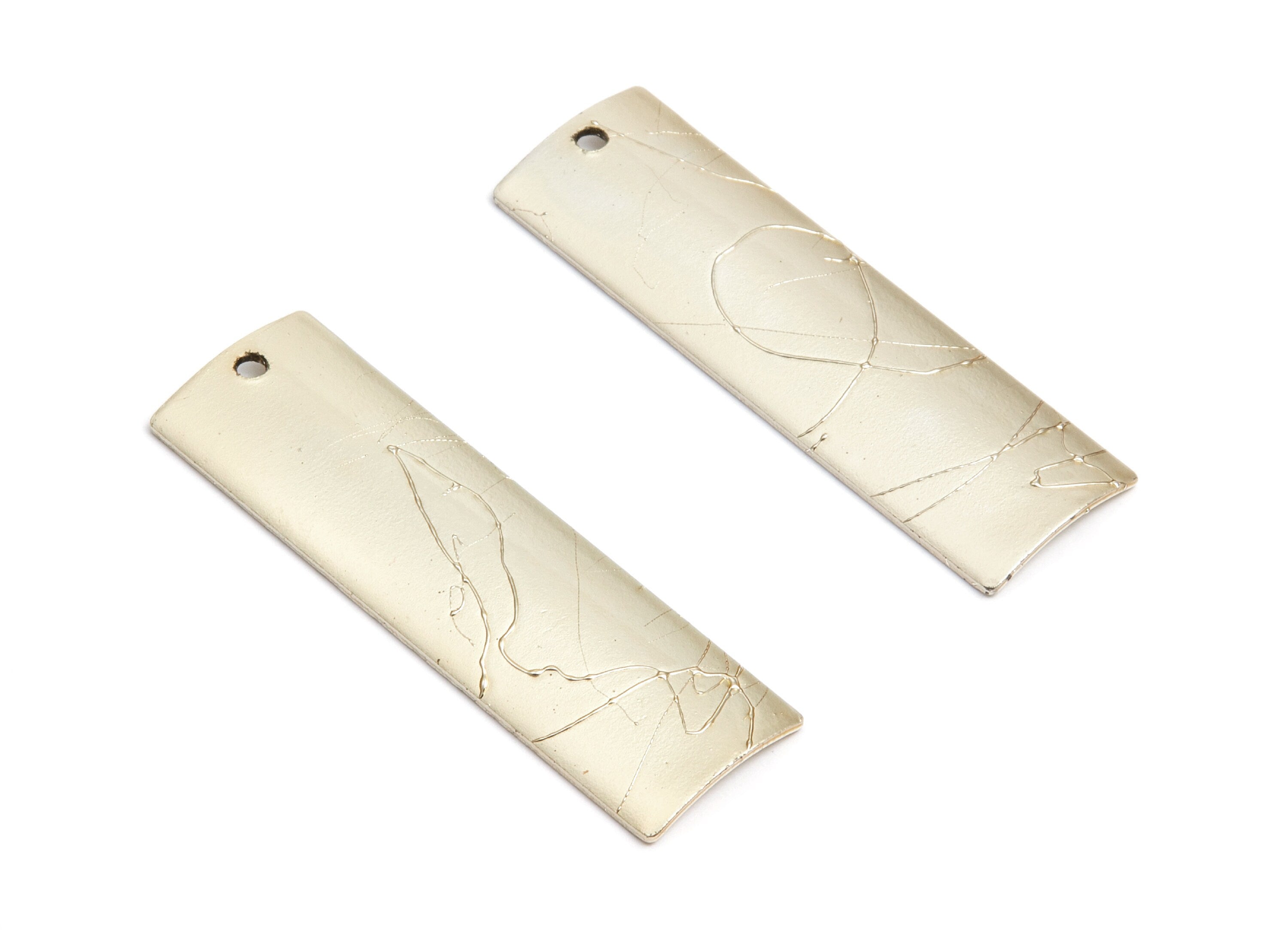 Rectangle Earring Charm - Gold Tone Plated Pendant - Iron Earring - Earring findings - Jewelry Supplies - 43,2x13,34x0,9mm - ZZ1321 - DOMEDBAZAAR