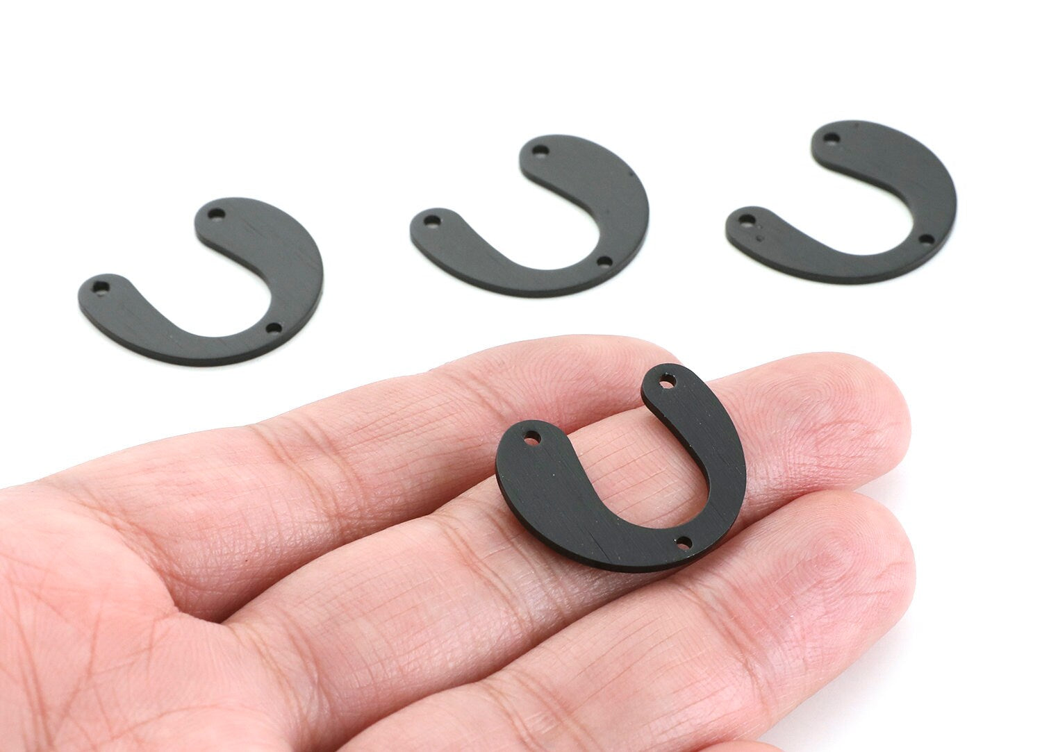 Aluminum Charms - U Shaped Earrings - Anodized Aluminium Charms - Black Tone - 24.58x20.18x1.23mm - AA1136C - DOMEDBAZAAR