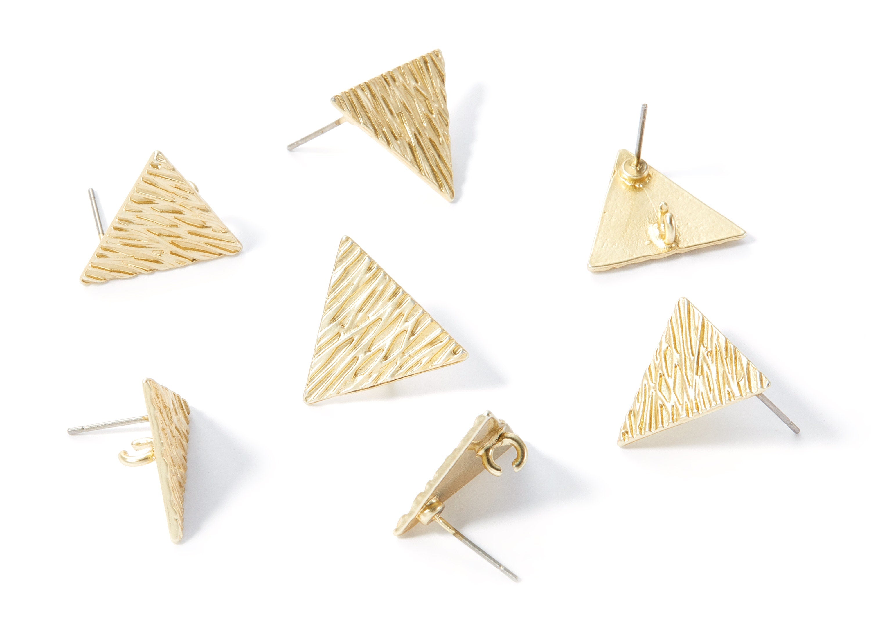 Triangle Earring Stud - Gold Tone Plated - Alloy Earring Post - Earring findings - Jewelry Supplies - 16,45x16,45x1,3mm - ZZ1319 - DOMEDBAZAAR