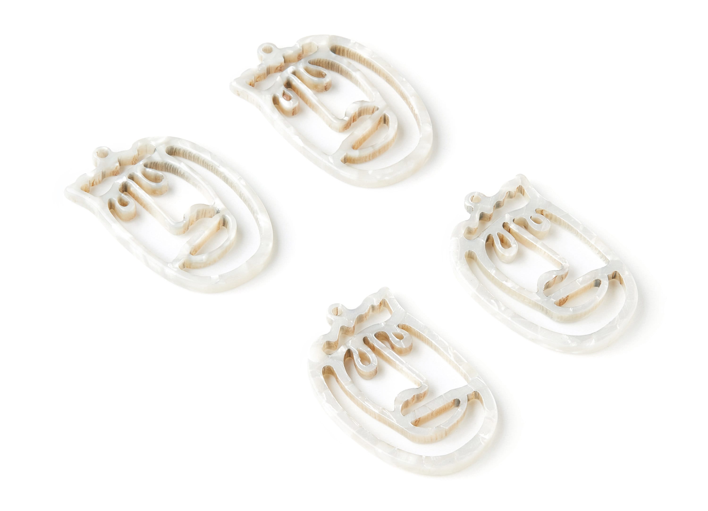 Acetate Face Earring Charms - Face Shaped Pendant - Earring Findings - Jewelry Supplies - 35x22,15x2,64mm - AC1375B - DOMEDBAZAAR