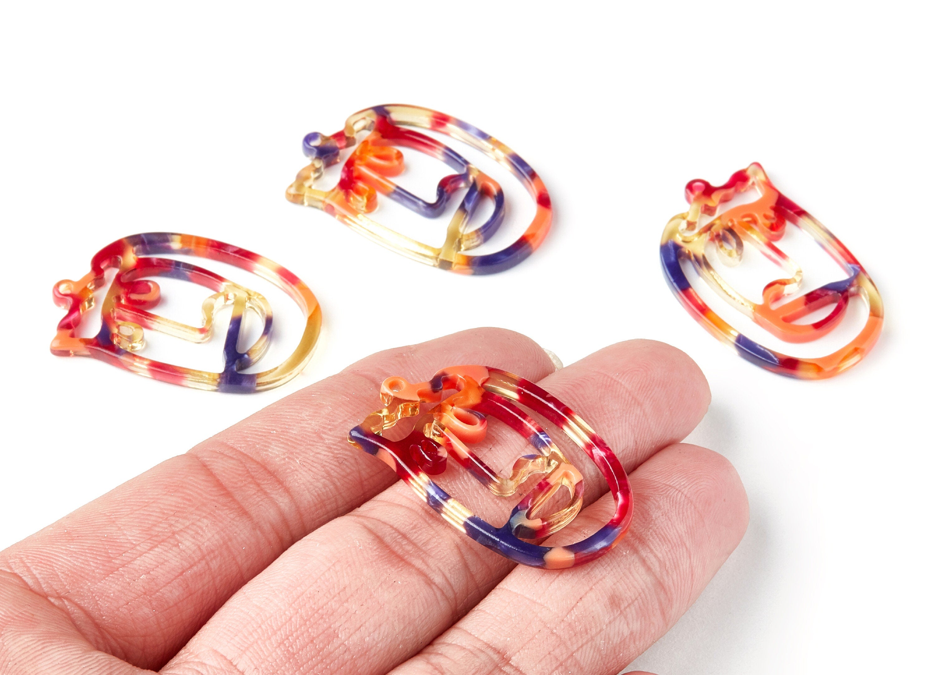 Acetate Face Earring Charms - Face Shaped Pendant - Earring Findings -Jewelry Supplies - 35x22,15x2,64mm - AC1375C - DOMEDBAZAAR