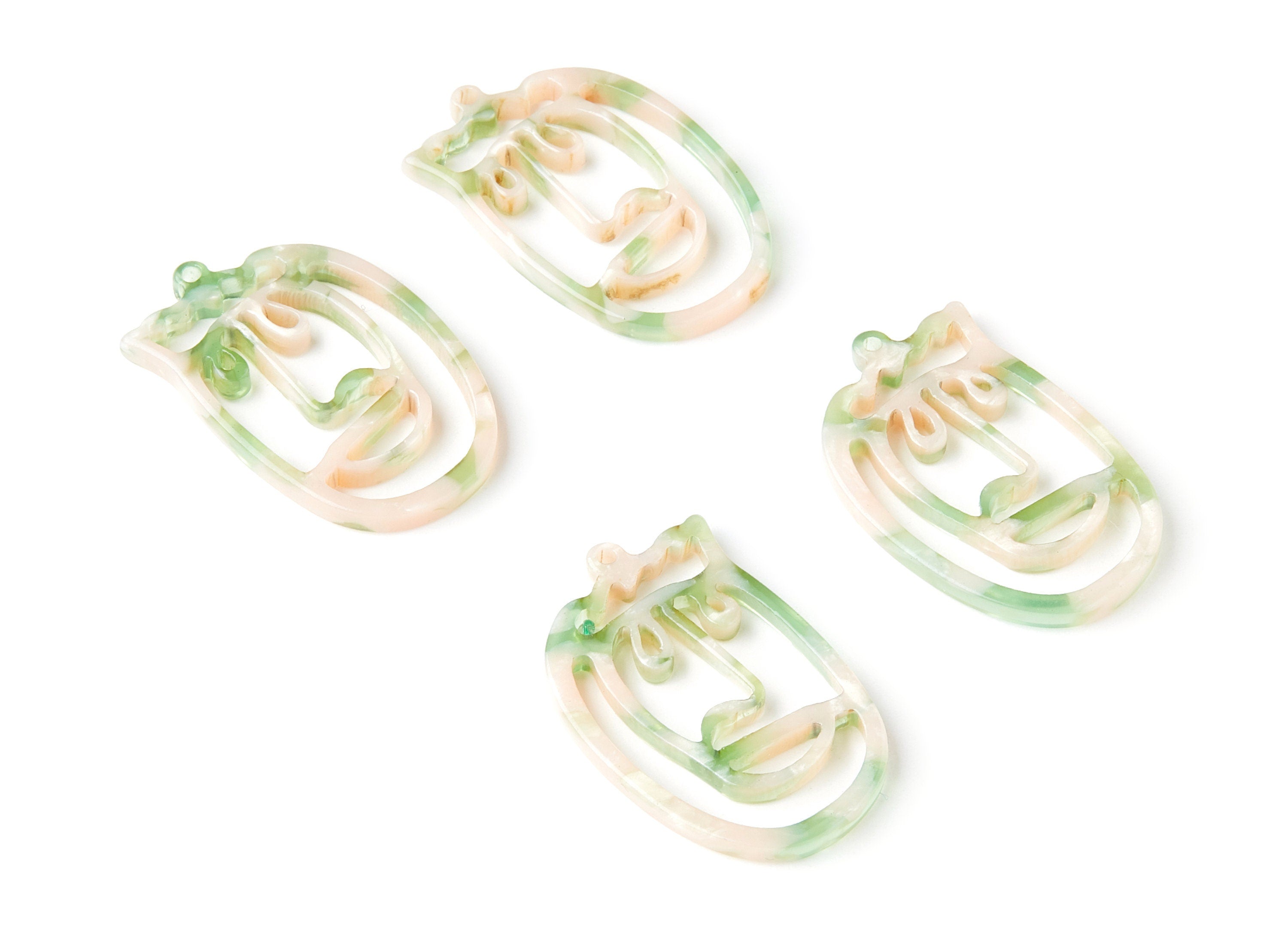 Acetate Acrylic Earring Charms - Tortoise Shell Earrings - Face Shaped Pendant - Earring Findings - 35x22,15x2,64mm - AC1375F - DOMEDBAZAAR