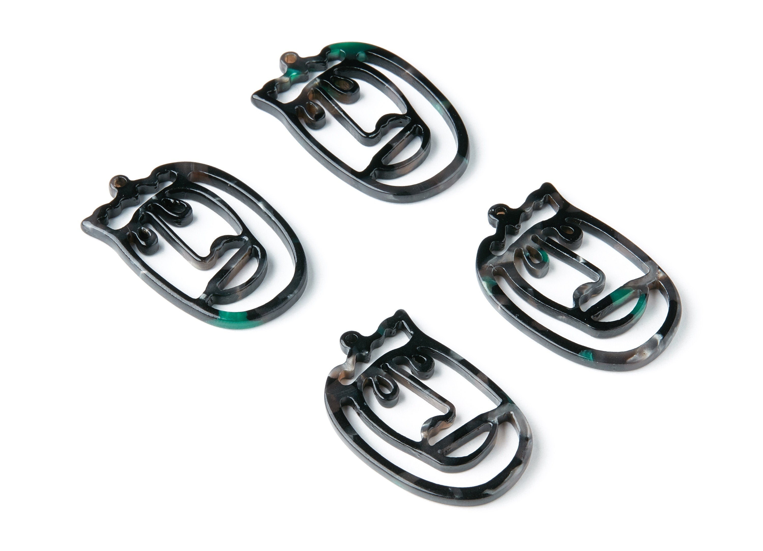 Acetate Face Earring Charms - Face Shaped Pendant - Earring Findings - Jewelry Supplies - 35x22,15x2,64mm - AC1375H - DOMEDBAZAAR
