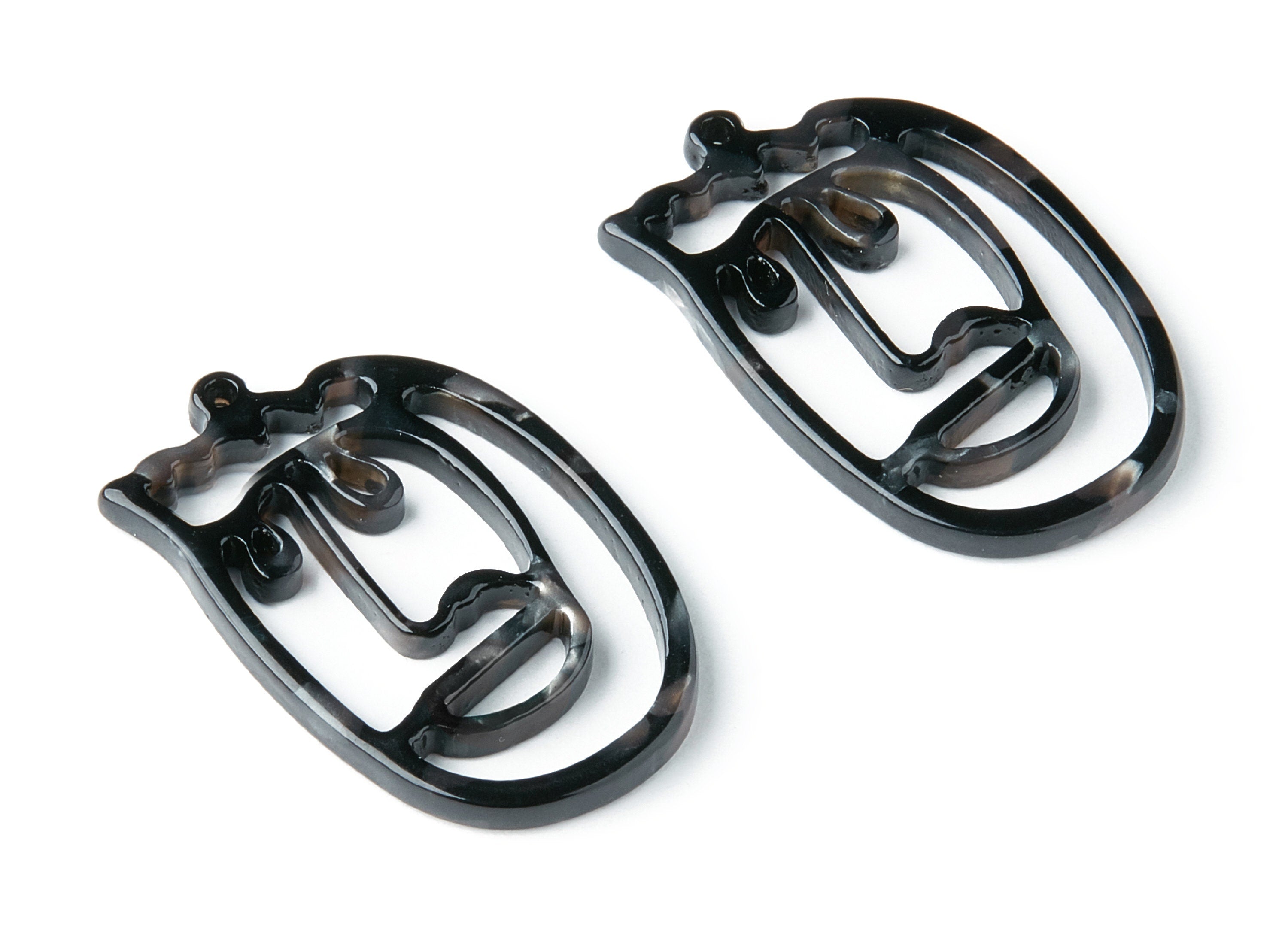 Acetate Face Earring Charms - Acrylic Face Pendant - Earring Findings - Jewelry Supplies - 35x22,15x2,64mm - AC1375L - DOMEDBAZAAR