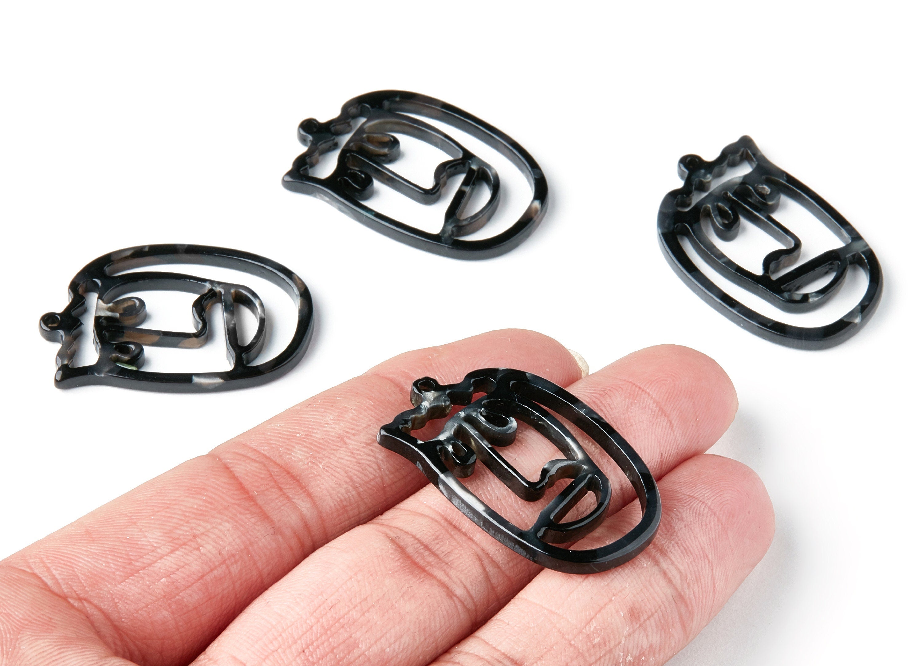 Acetate Face Earring Charms - Acrylic Face Pendant - Earring Findings - Jewelry Supplies - 35x22,15x2,64mm - AC1375L - DOMEDBAZAAR