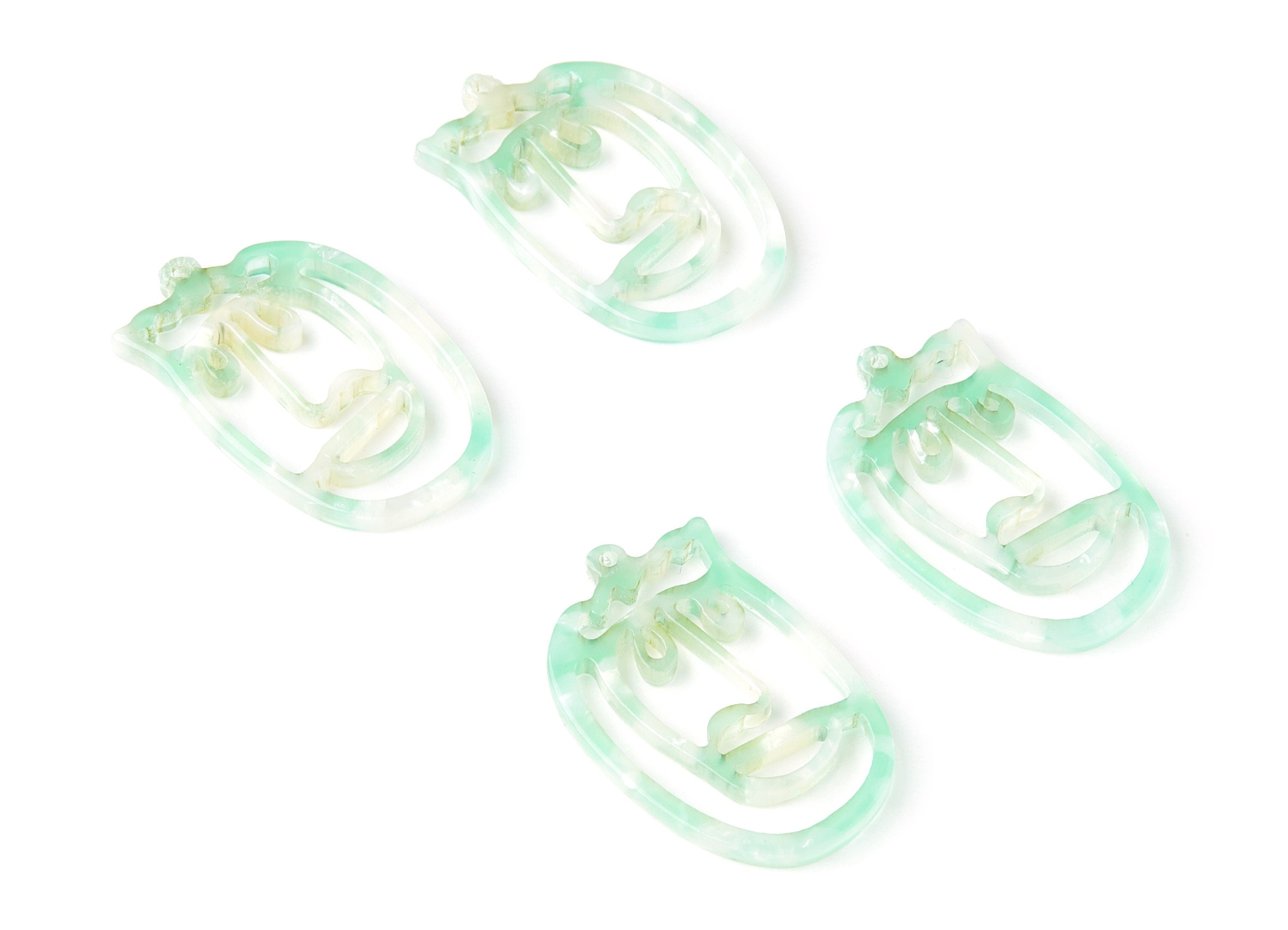 Acetate Acrylic Earring Charms - Tortoise Shell Earrings - Face Shaped Pendant - Earring Findings - 35x22,15x2,64mm - AC1375M - DOMEDBAZAAR