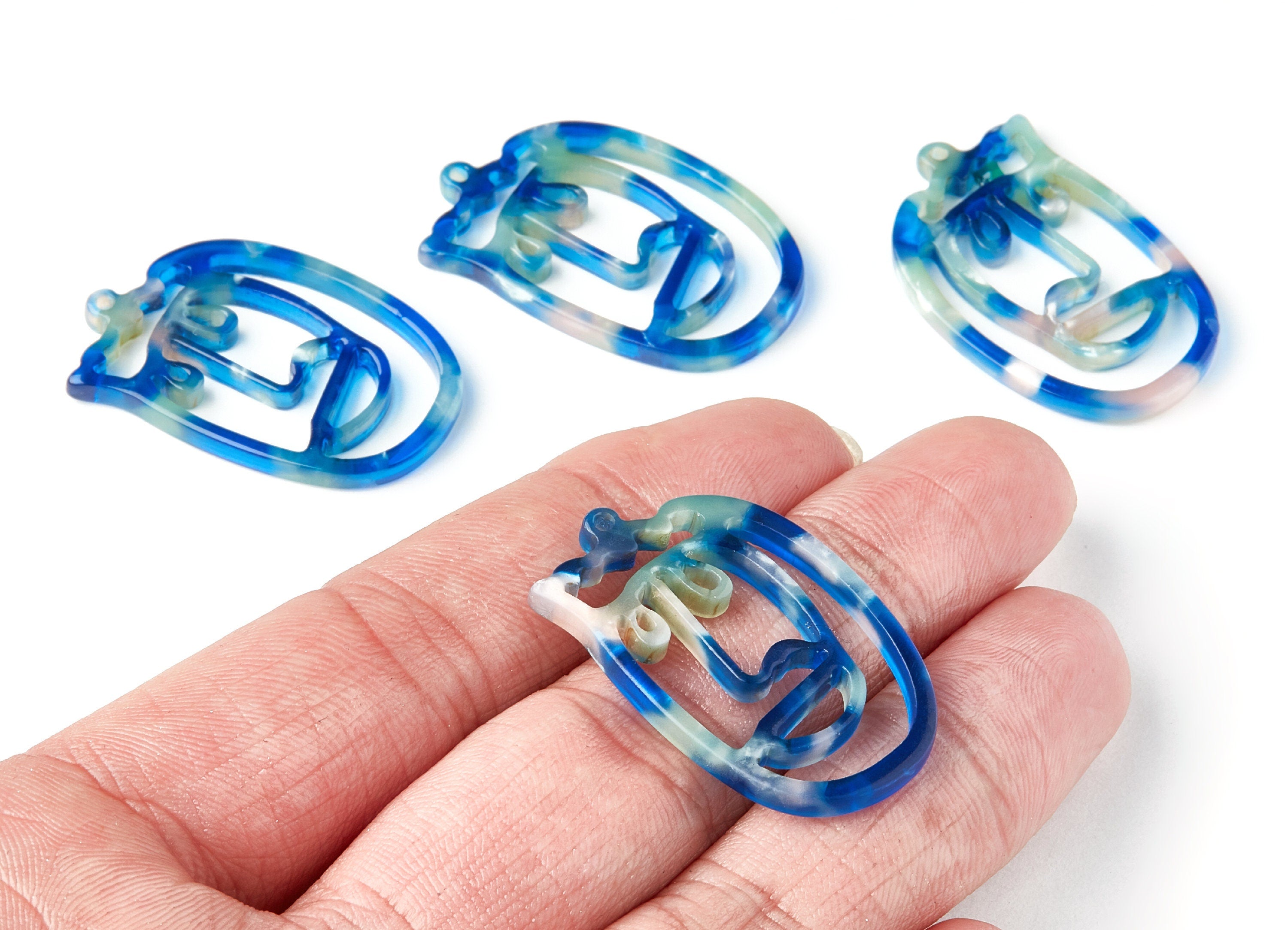 Acetate Acrylic Earring Charms - Tortoise Shell Earrings - Face Shaped Pendant - Earring Findings - 35x22,15x2,64mm - AC1375P - DOMEDBAZAAR