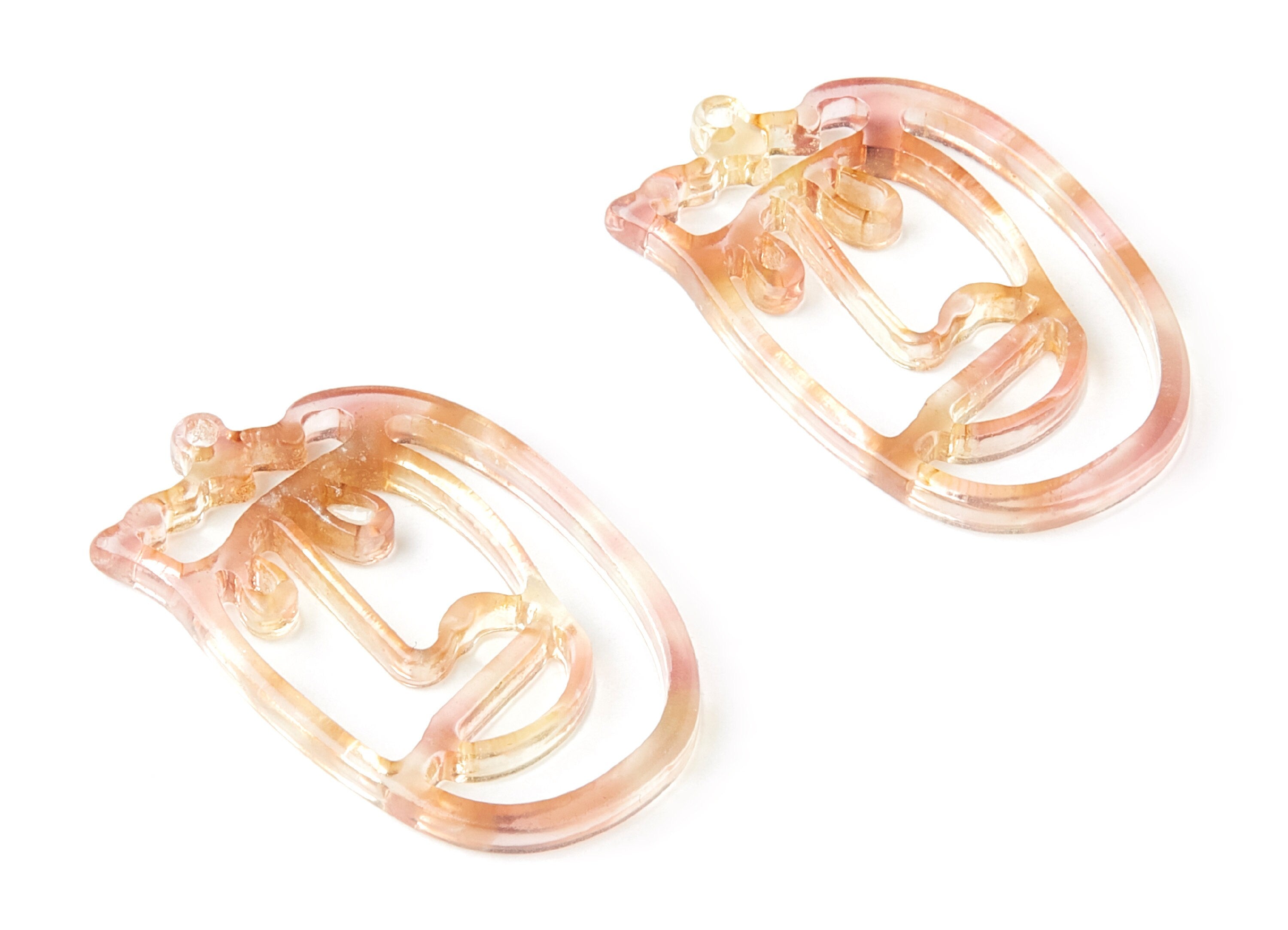 Acetate Acrylic Earring Charms - Tortoise Shell Earrings - Face Shaped Pendant - Earring Findings - 35x22,15x2,64mm - AC1375T - DOMEDBAZAAR