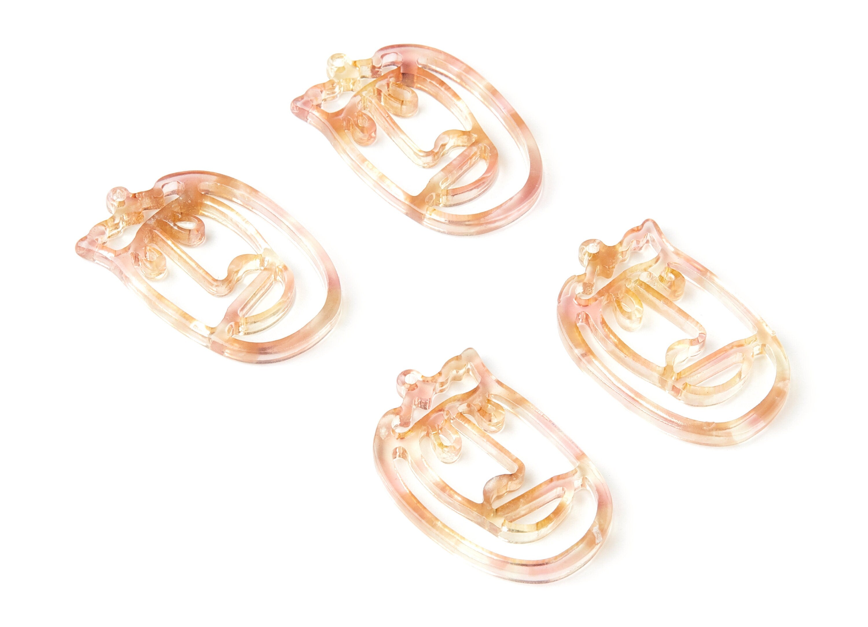 Acetate Acrylic Earring Charms - Tortoise Shell Earrings - Face Shaped Pendant - Earring Findings - 35x22,15x2,64mm - AC1375T - DOMEDBAZAAR