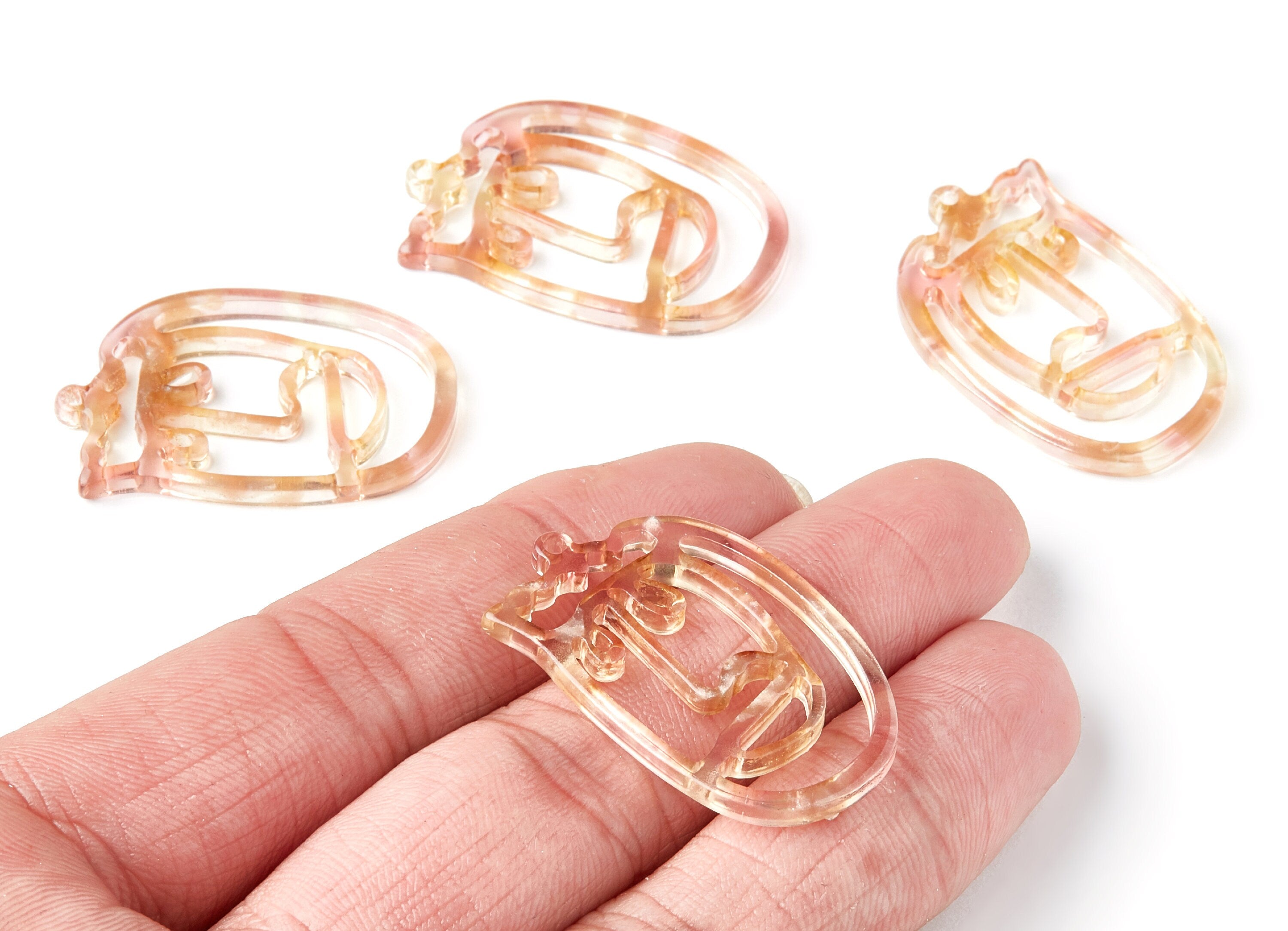 Acetate Acrylic Earring Charms - Tortoise Shell Earrings - Face Shaped Pendant - Earring Findings - 35x22,15x2,64mm - AC1375T - DOMEDBAZAAR