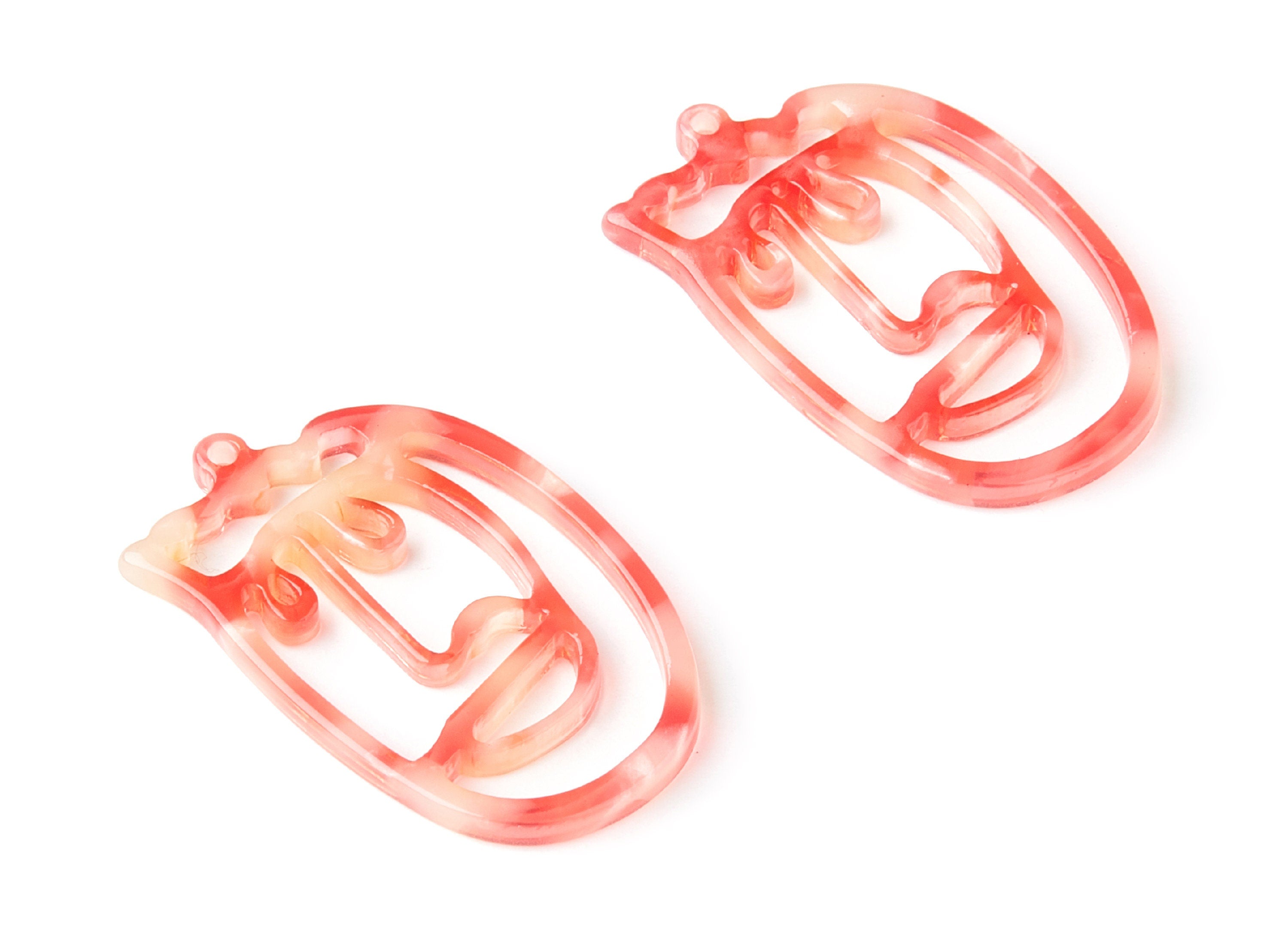 Acetate Face Earring Charms - Face Shaped Pendant - Earring Findings - Jewelry Supplies - 35x22,15x2,64mm - AC1375U - DOMEDBAZAAR