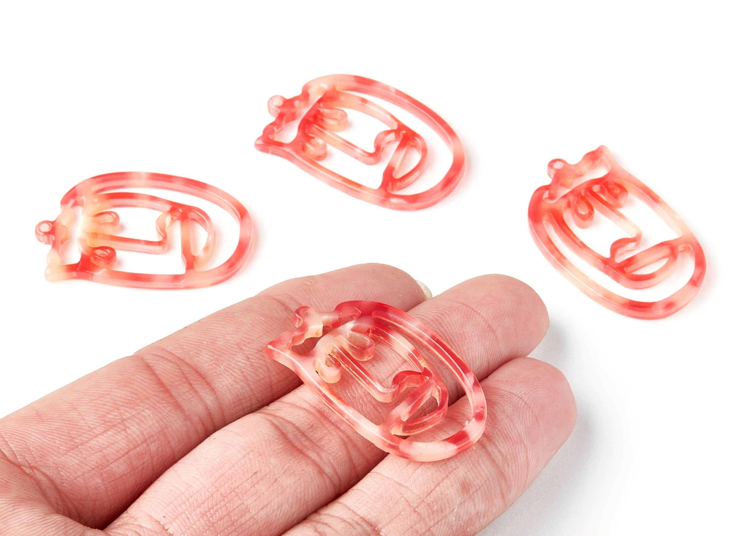 Acetate Face Earring Charms - Face Shaped Pendant - Earring Findings - Jewelry Supplies - 35x22,15x2,64mm - AC1375U - DOMEDBAZAAR