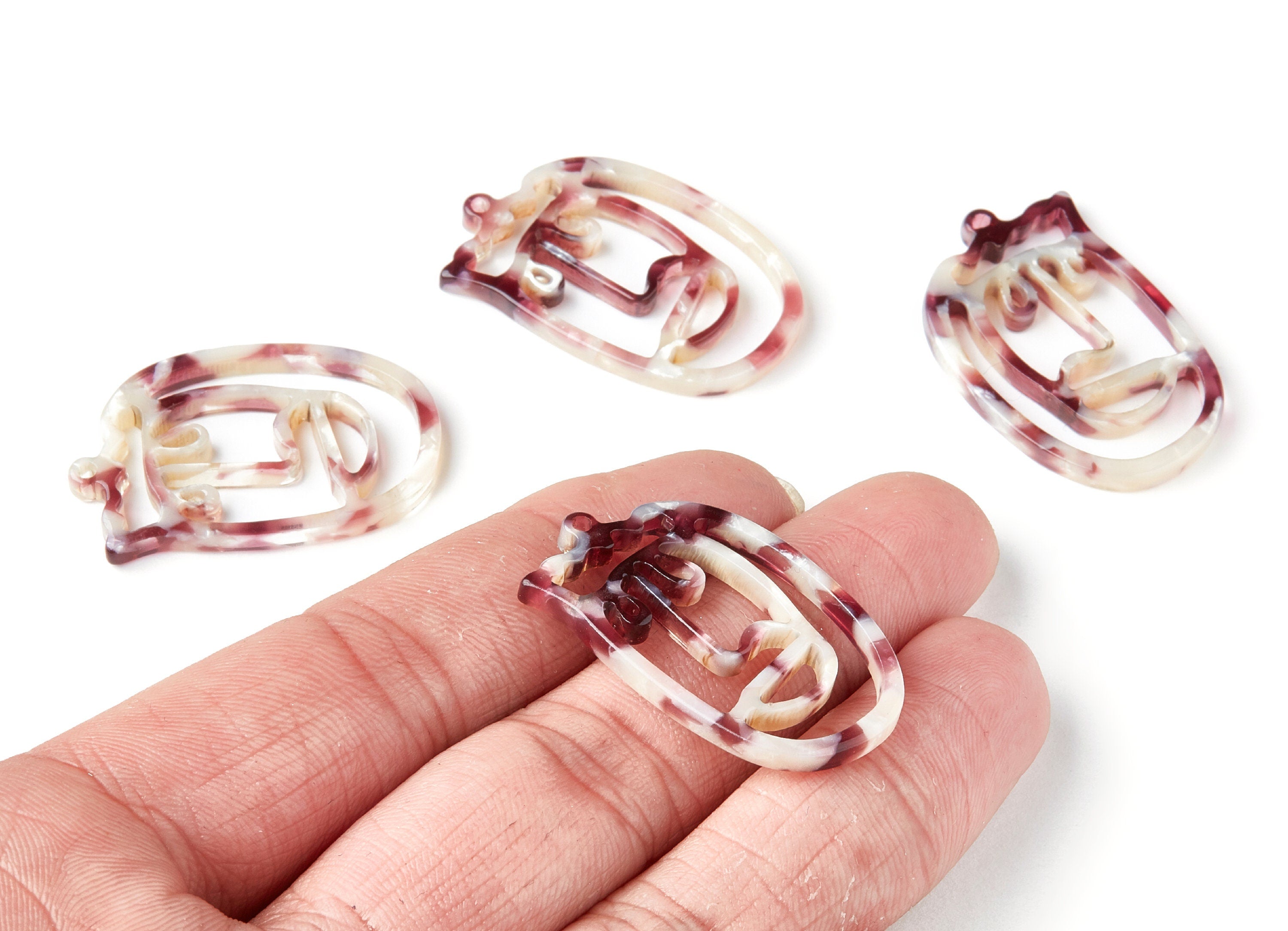 Acetate Acrylic Earring Charms - Tortoise Shell Earrings - Face Shaped Pendant - Earring Findings - 35x22,15x2,64mm - AC1375V - DOMEDBAZAAR