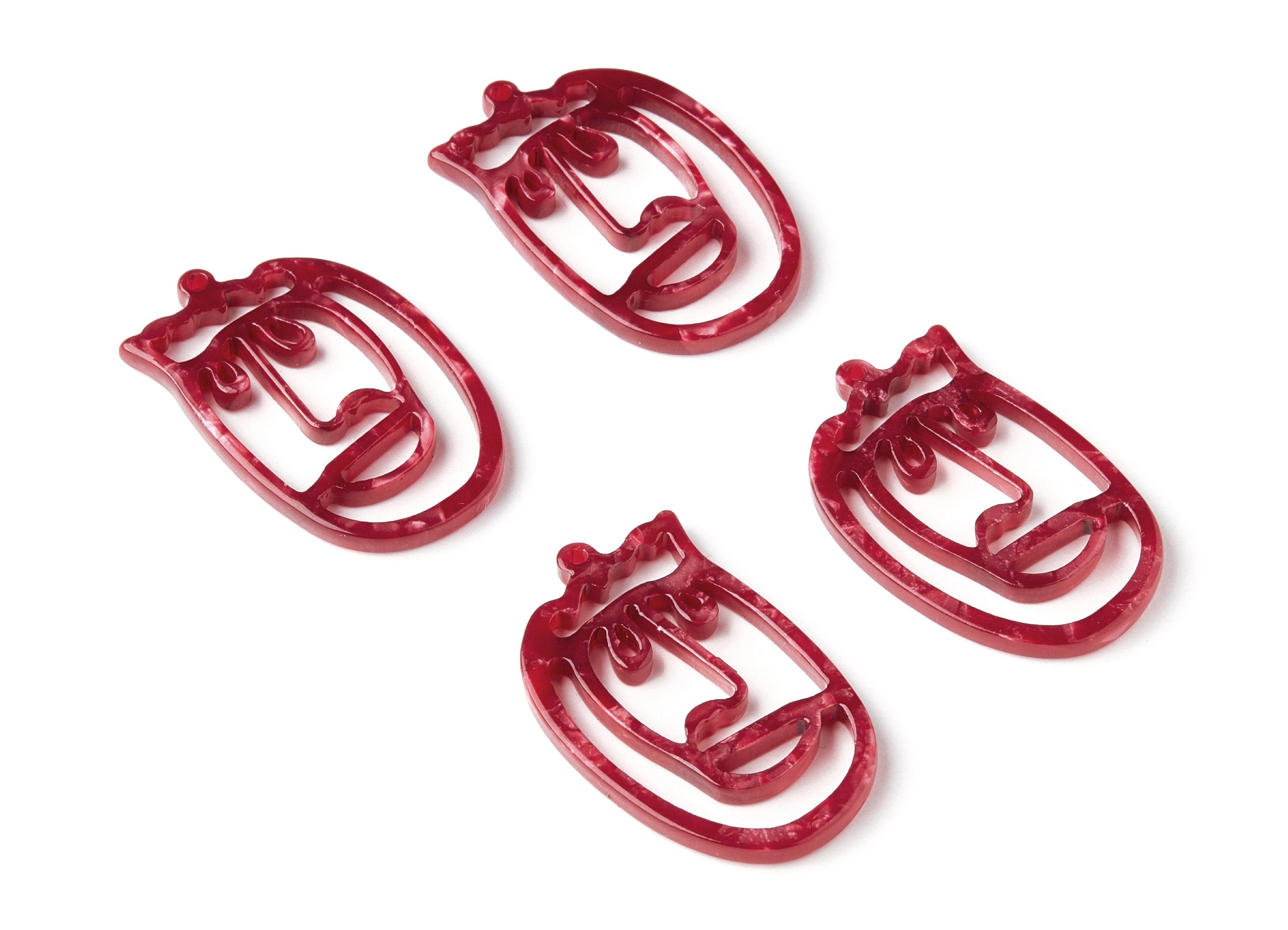 Acetate Acrylic Earring Charms - Tortoise Shell Earrings - Face Shaped Pendant - Earring Findings - 35x22,15x2,64mm - AC1375Y - DOMEDBAZAAR