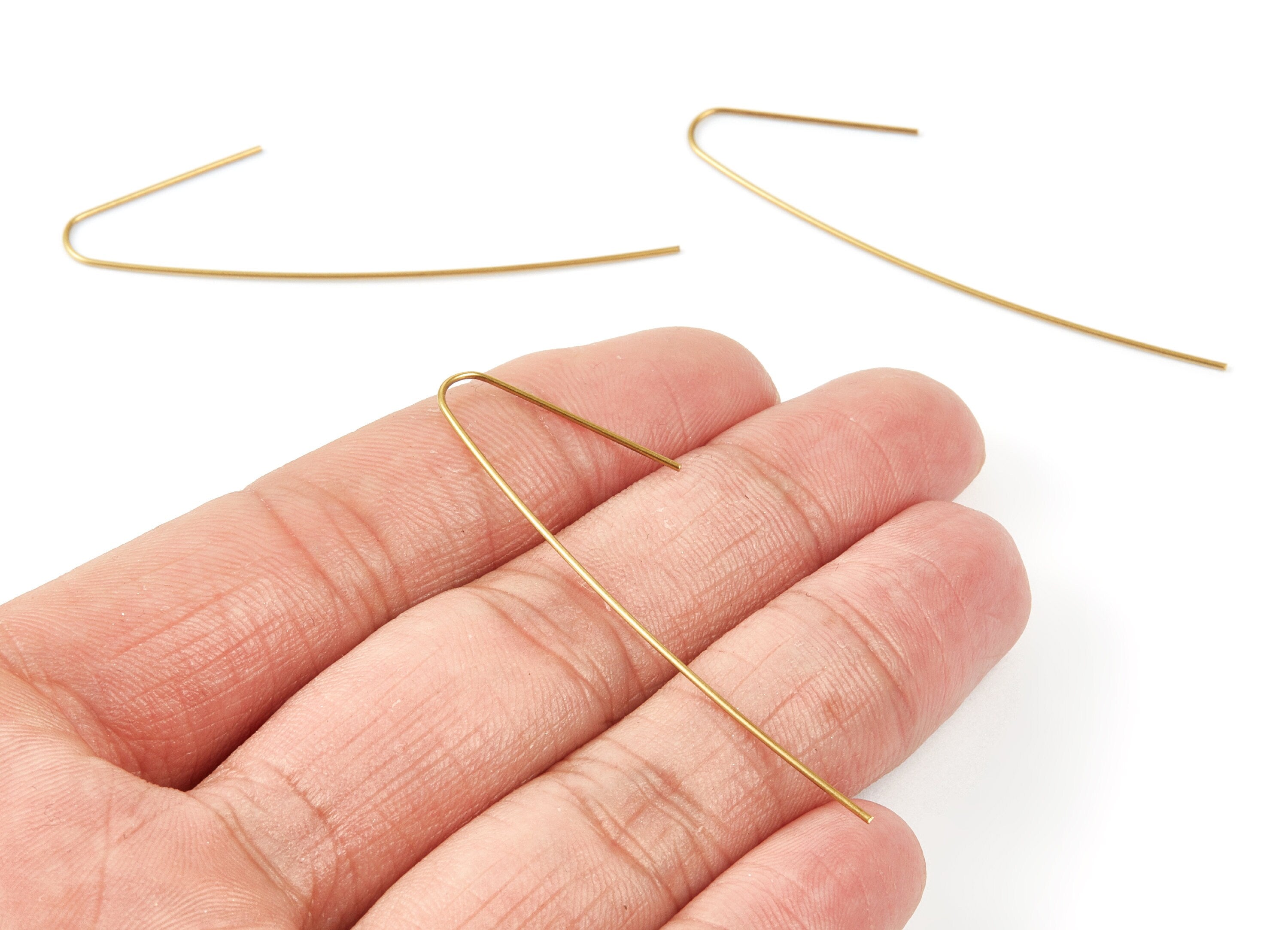Brass Earring Wire - Raw Brass Ear  Hooks - Earring Findings - Jewelry Supplies - 53.47x10.77x0.69mm - PP1500 - DOMEDBAZAAR