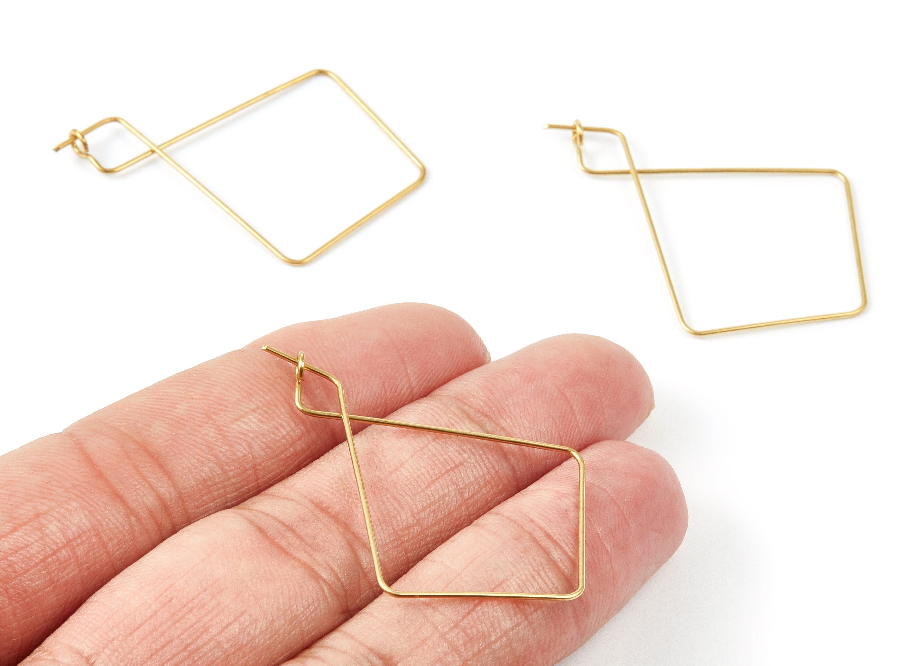 Brass Stud Earring Wire - Raw Brass Ear  Hooks - Earring Findings - Jewelry Supplies - 45x30x0.7mm - PP1513 - DOMEDBAZAAR