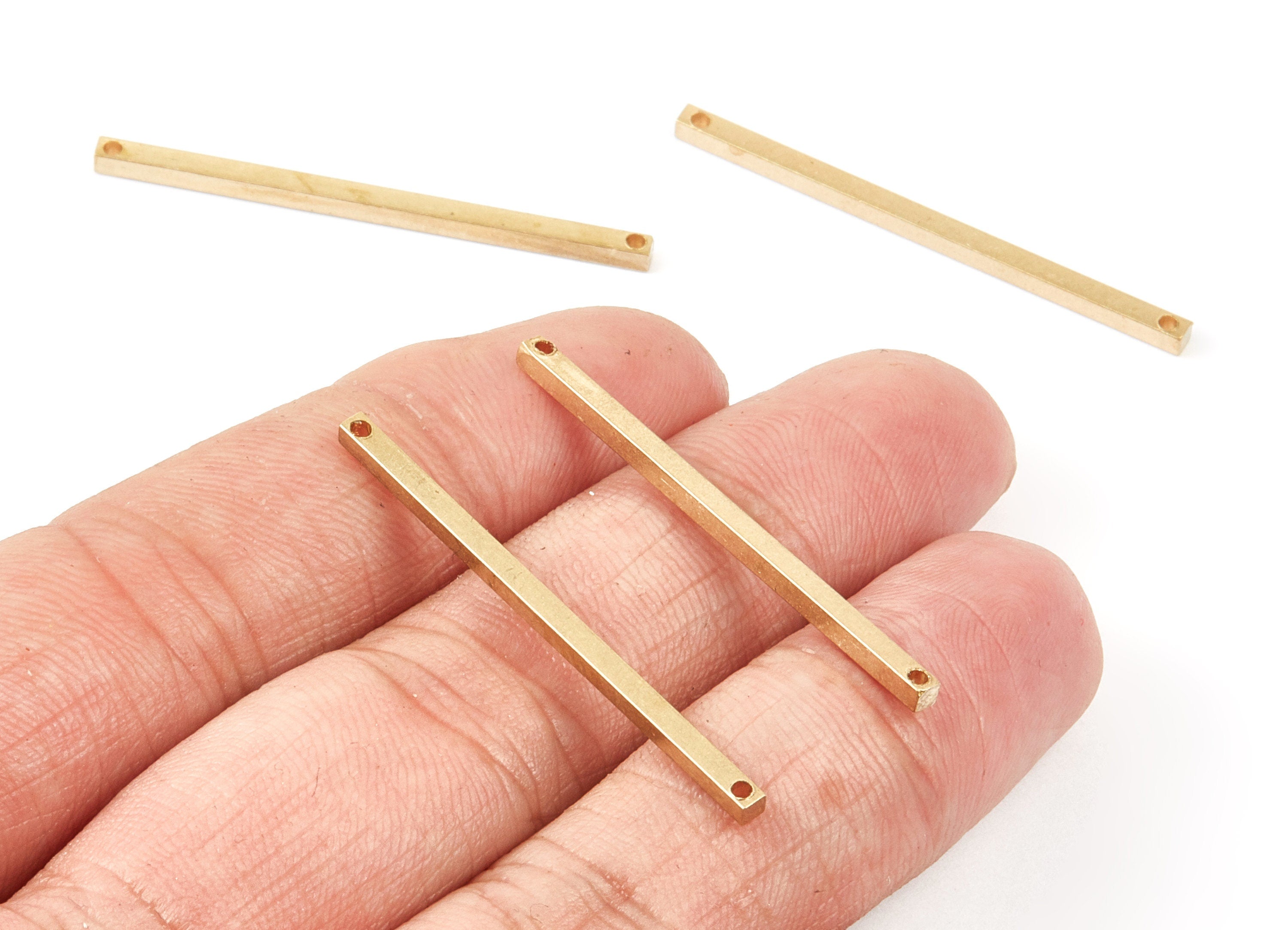 Brass Necklace Bar Charms - 2X40 - Raw Brass Pendant With 2 Holes - Earring Findings - Jewelry Supplies - 40.4x1.97x1.97mm - PP1476 - DOMEDBAZAAR