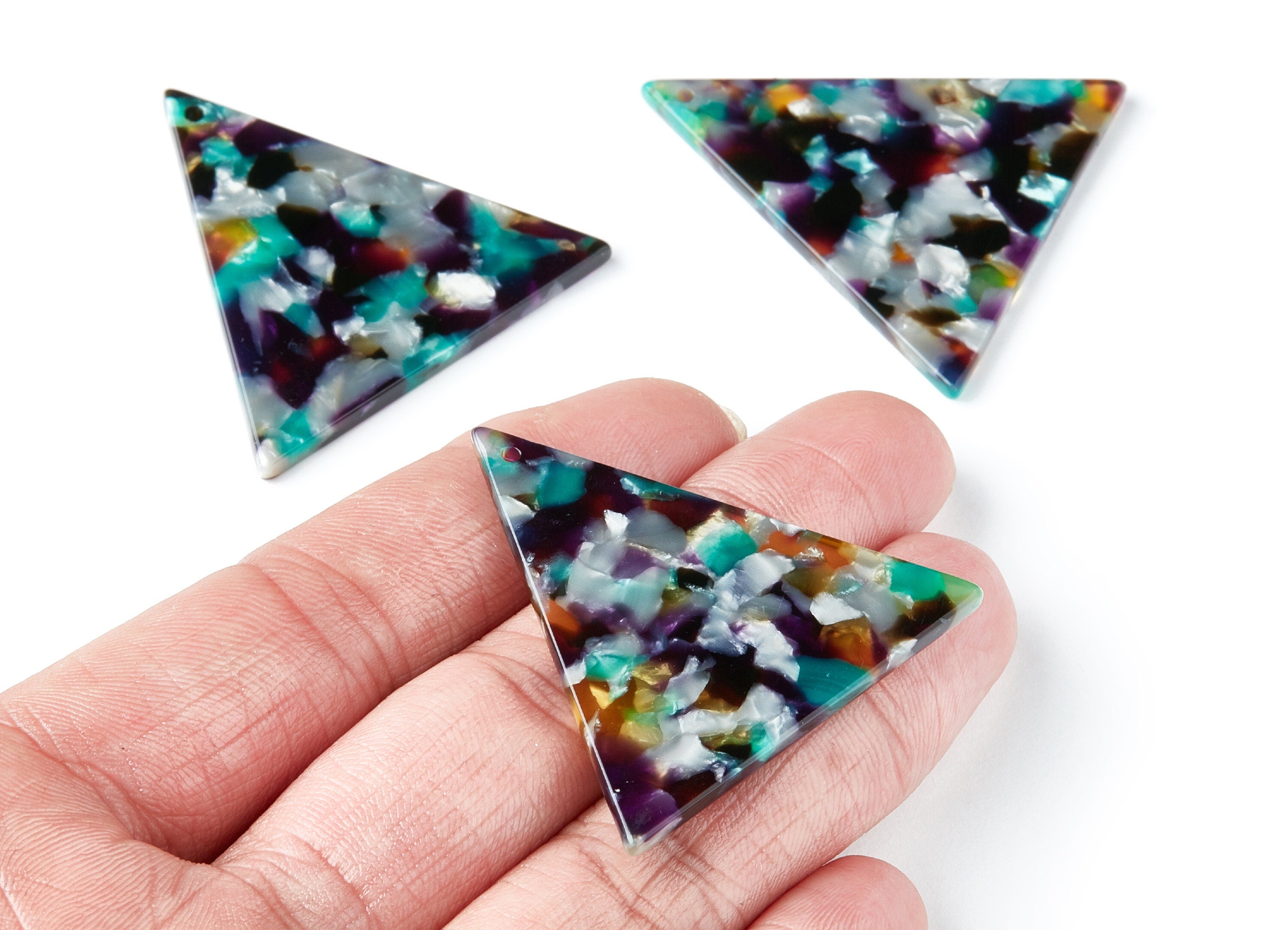 Acetate Triangle Earring Charms - Triangle Pendant - Earring Findings - Jewelry Supplies - Color Code: A49 - 42,23x41,8x2,69mm - AC1350F - DOMEDBAZAAR