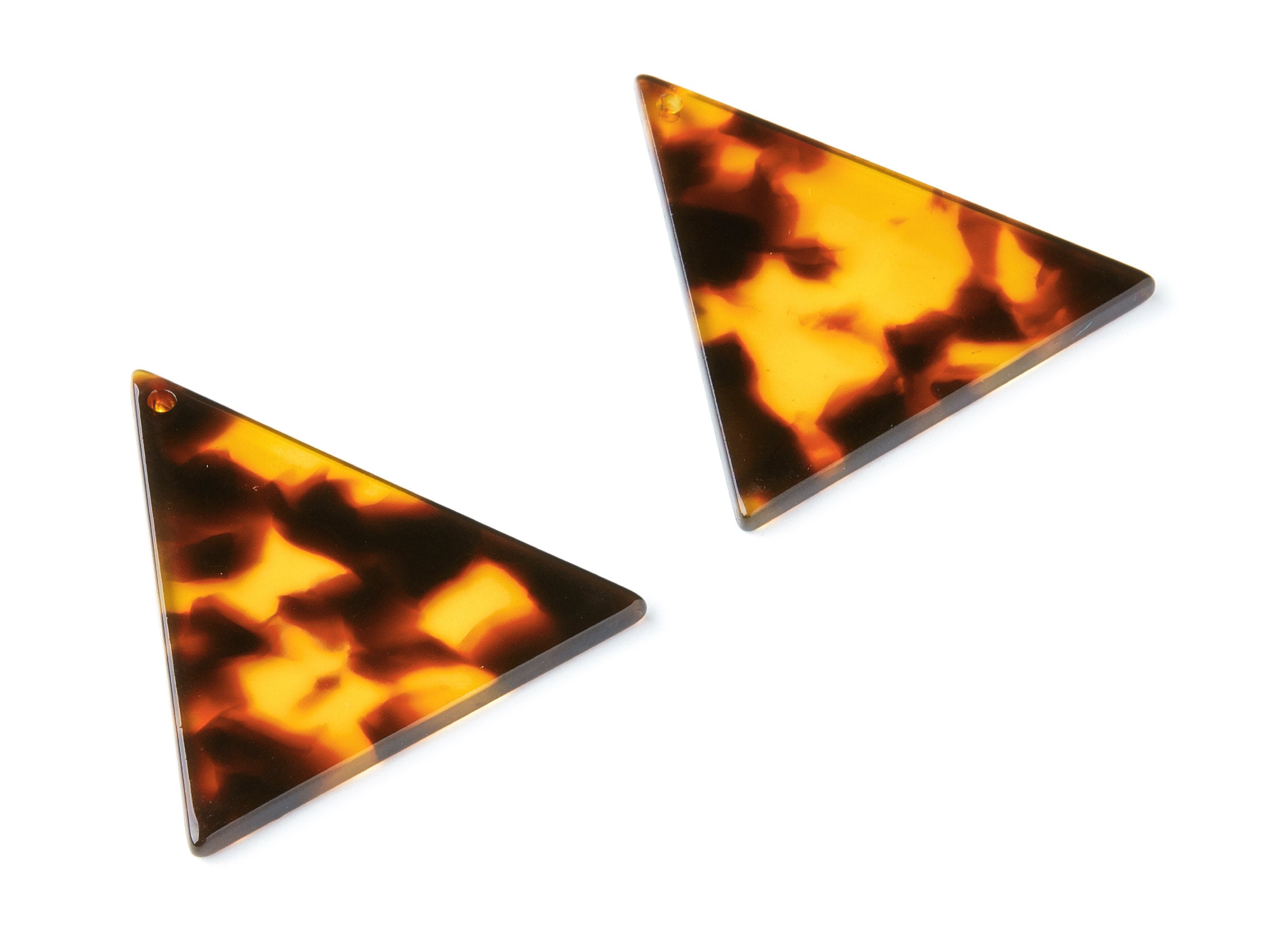 Acetate Acrylic Earring Charms - Tortoise Shell - Triangle Pendant - Jewelry Supplies - Color Code: A05 - 42,23x41,8x2,69mm - AC1350N - DOMEDBAZAAR