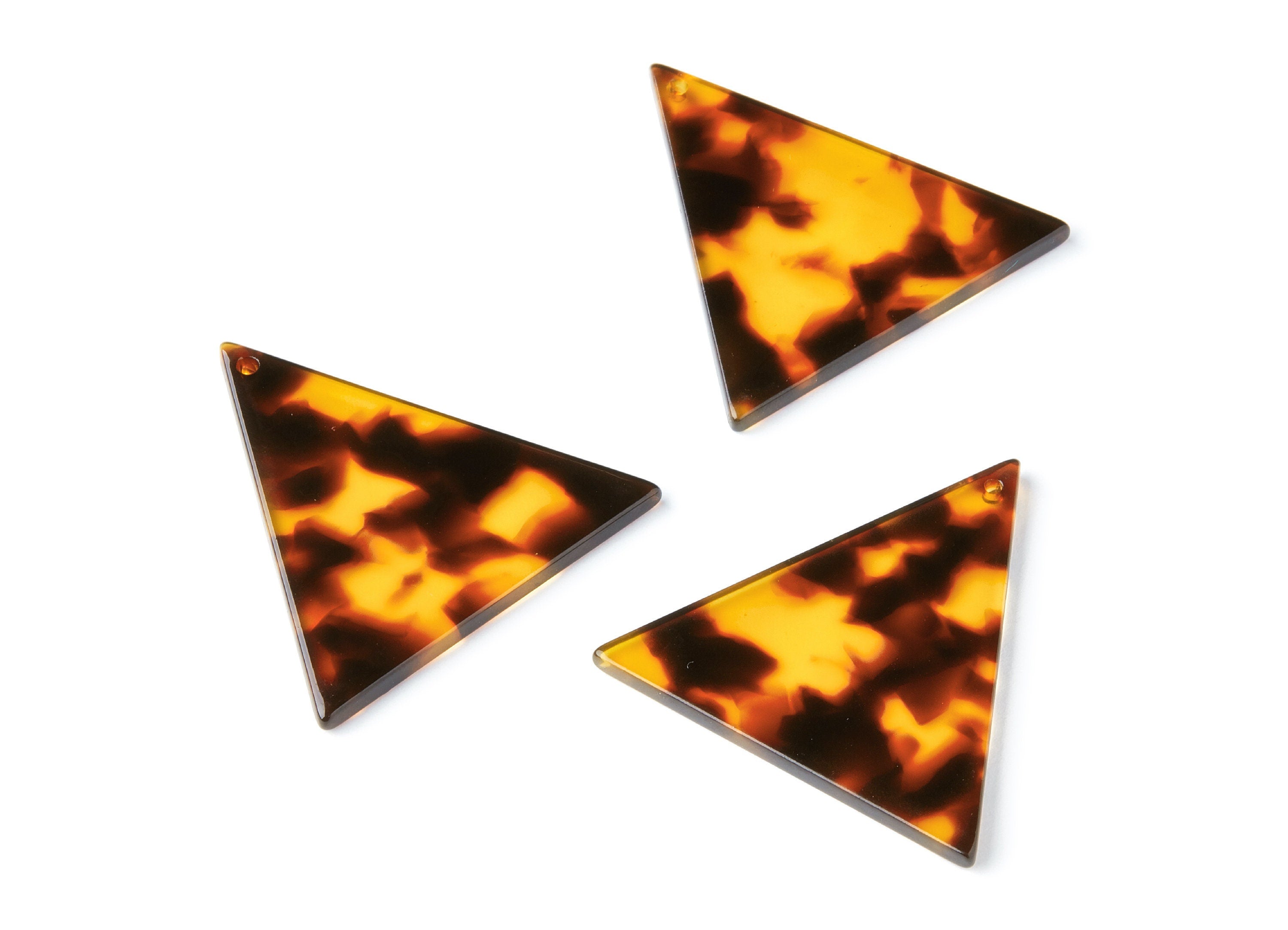 Acetate Acrylic Earring Charms - Tortoise Shell - Triangle Pendant - Jewelry Supplies - Color Code: A05 - 42,23x41,8x2,69mm - AC1350N - DOMEDBAZAAR