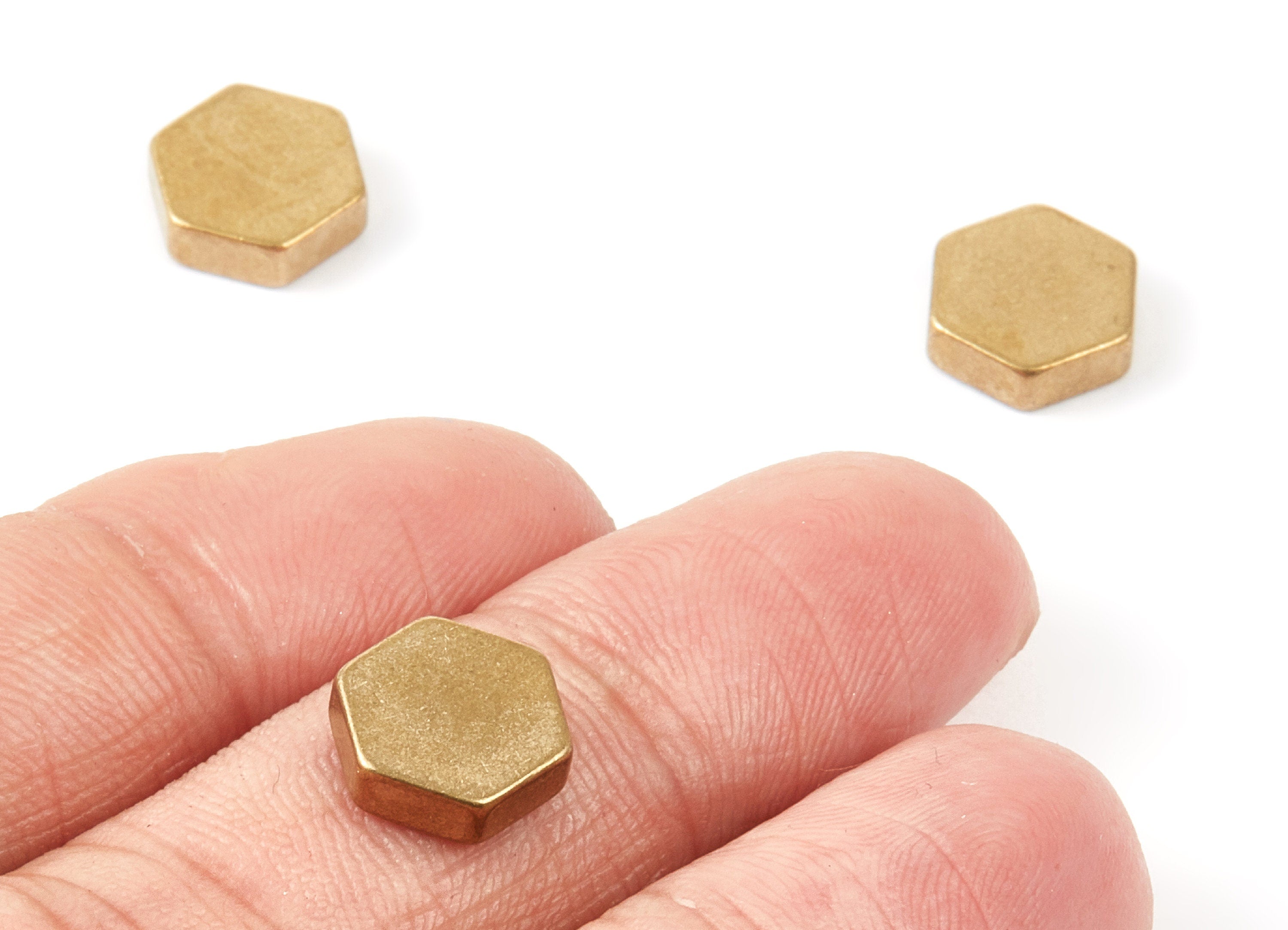 Brass Hexagon Blank - 10X3 - Raw Brass Hexagon Blanks - Jewelry Supplies - 11.3x9.97x3.19mm - PP1490 - DOMEDBAZAAR