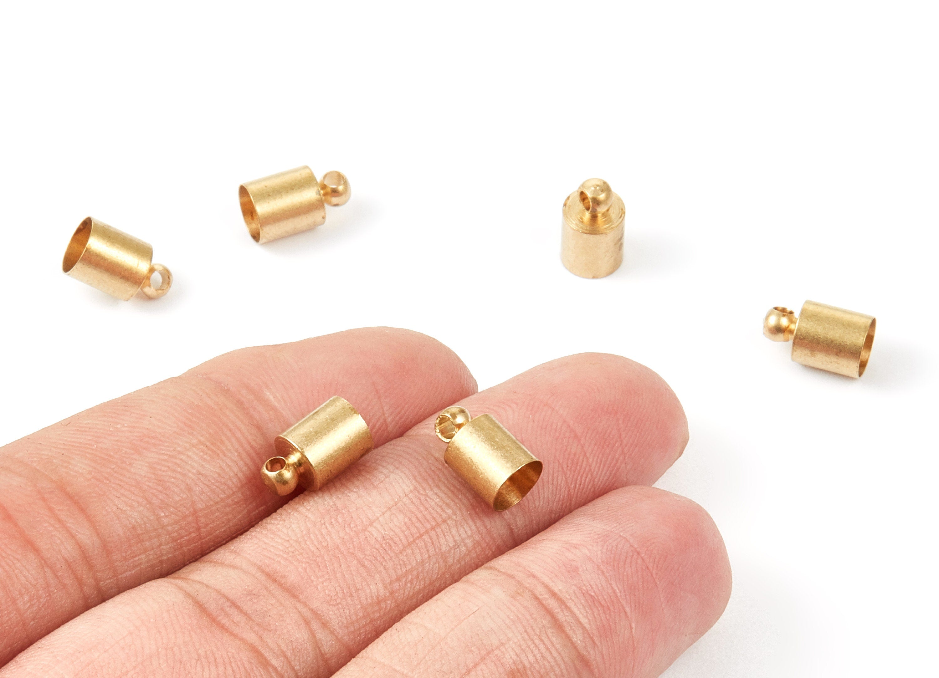 Brass Tassel End Caps - 6*10 - Raw Brass Barrel End - Cord End Caps - Jewelry Supplies - 10.06x5.95x0.21mm - PP1451 - DOMEDBAZAAR