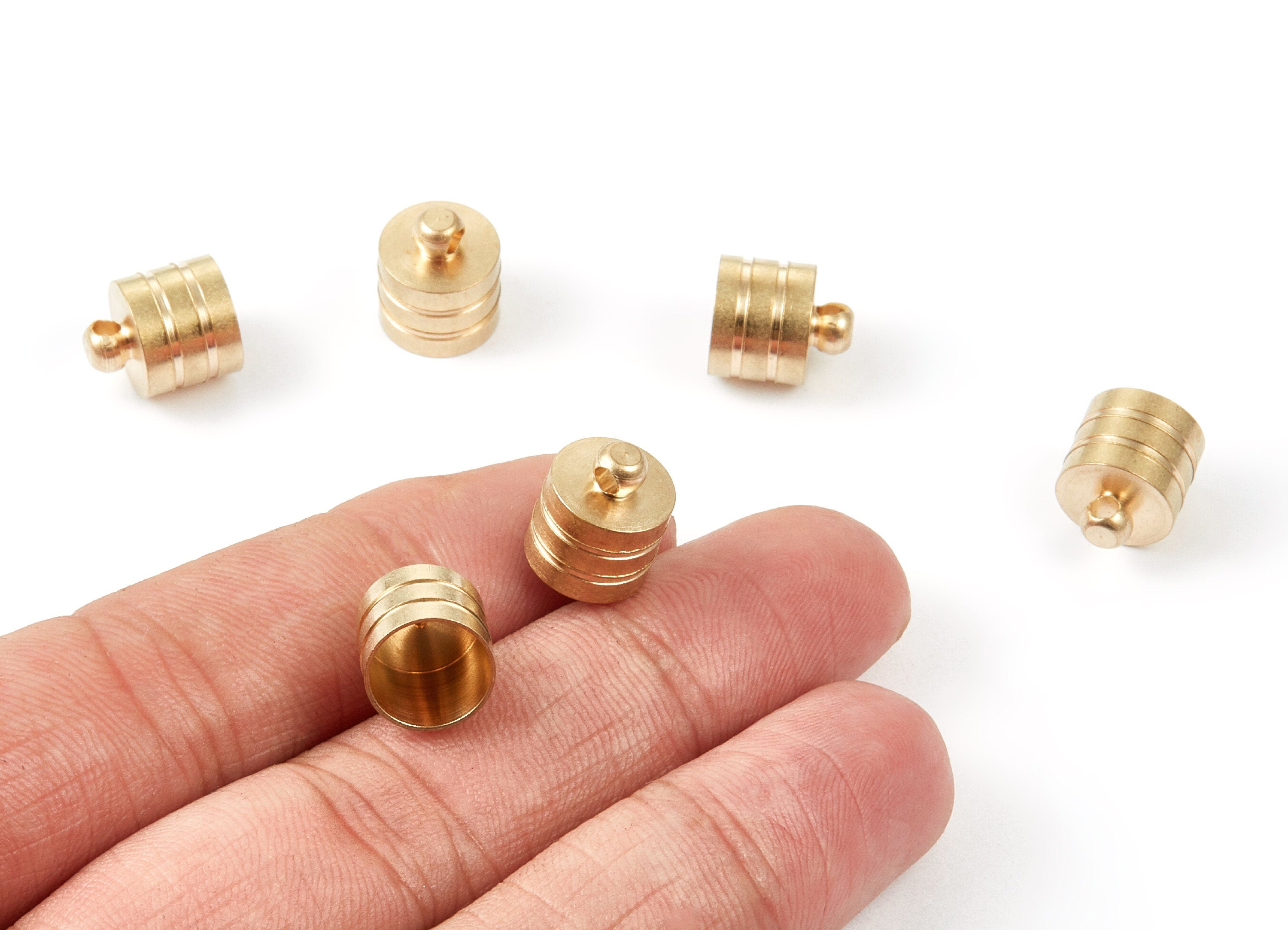 Brass Tassel End Caps - Raw Brass Barrel End - Cord End Caps - Jewelry Supplies - 11.64x10.11x0.48mm - PP1482 - DOMEDBAZAAR