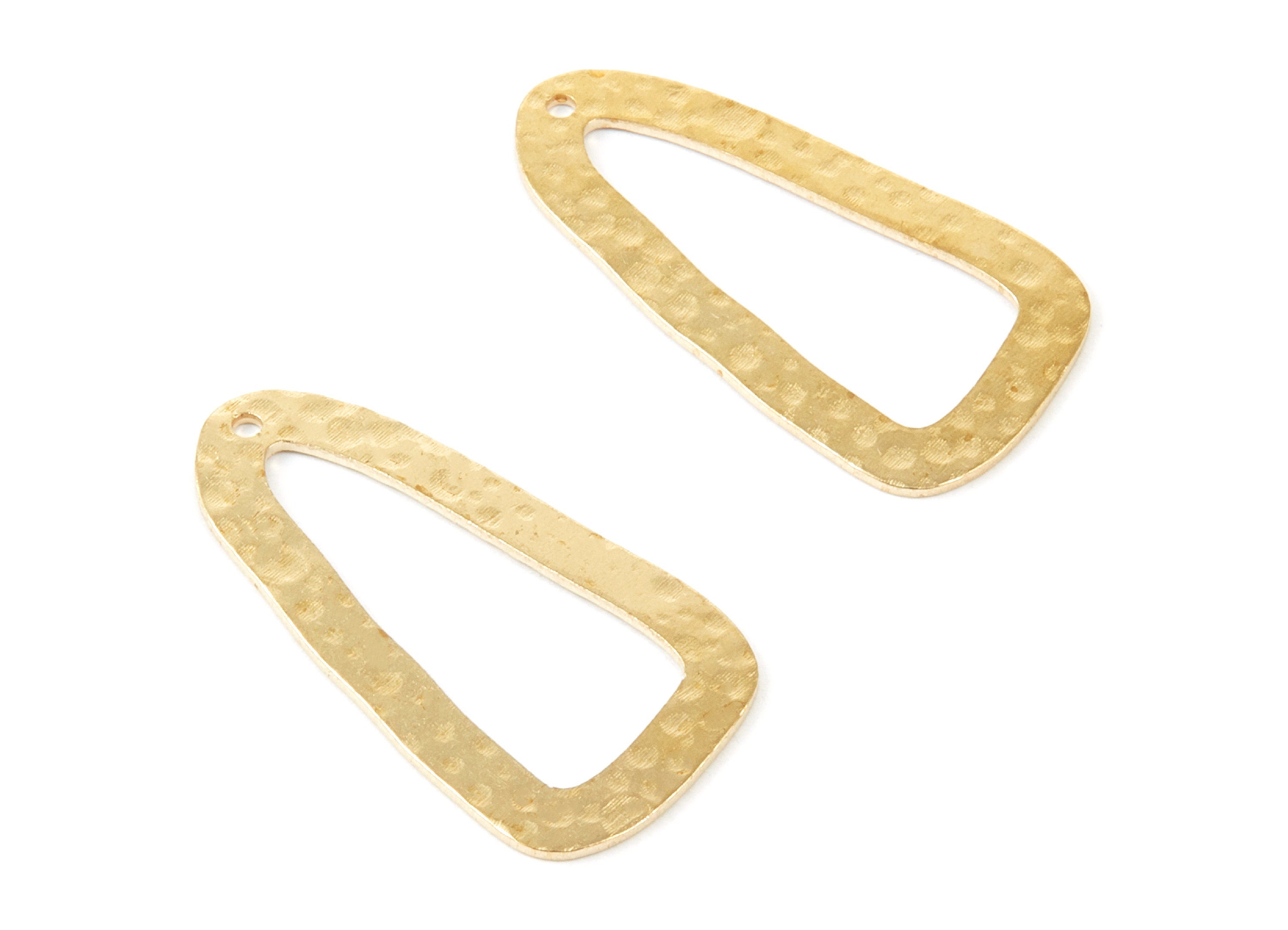 Brass Geometric Charms - Hammered Geometric Shaped Raw Brass Connector with 1 Holes - Jewelry Supplies - 33.3x17.3x0.86mm - PP1351A - DOMEDBAZAAR