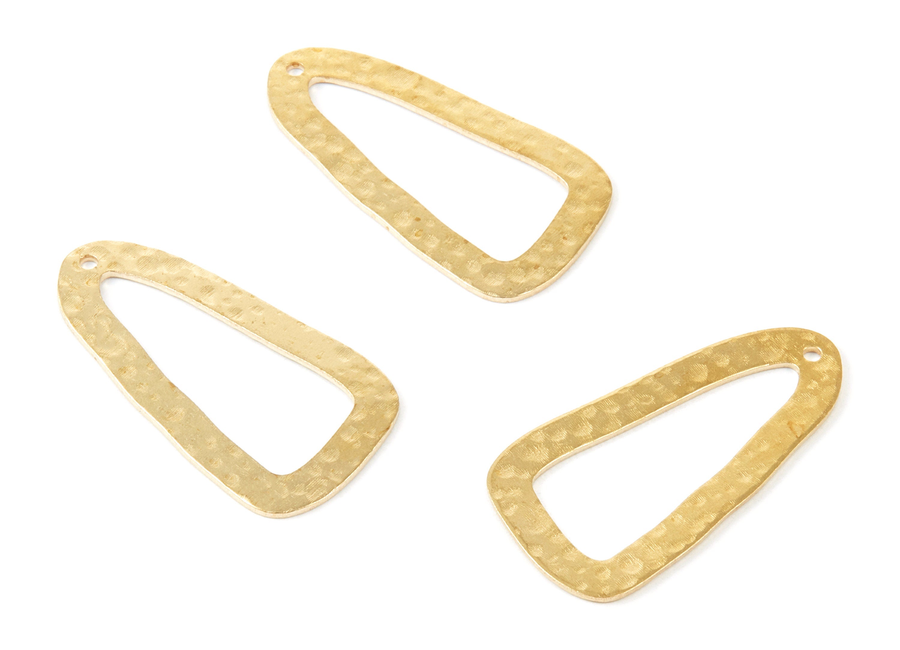 Brass Geometric Charms - Hammered Geometric Shaped Raw Brass Connector with 1 Holes - Jewelry Supplies - 33.3x17.3x0.86mm - PP1351A - DOMEDBAZAAR