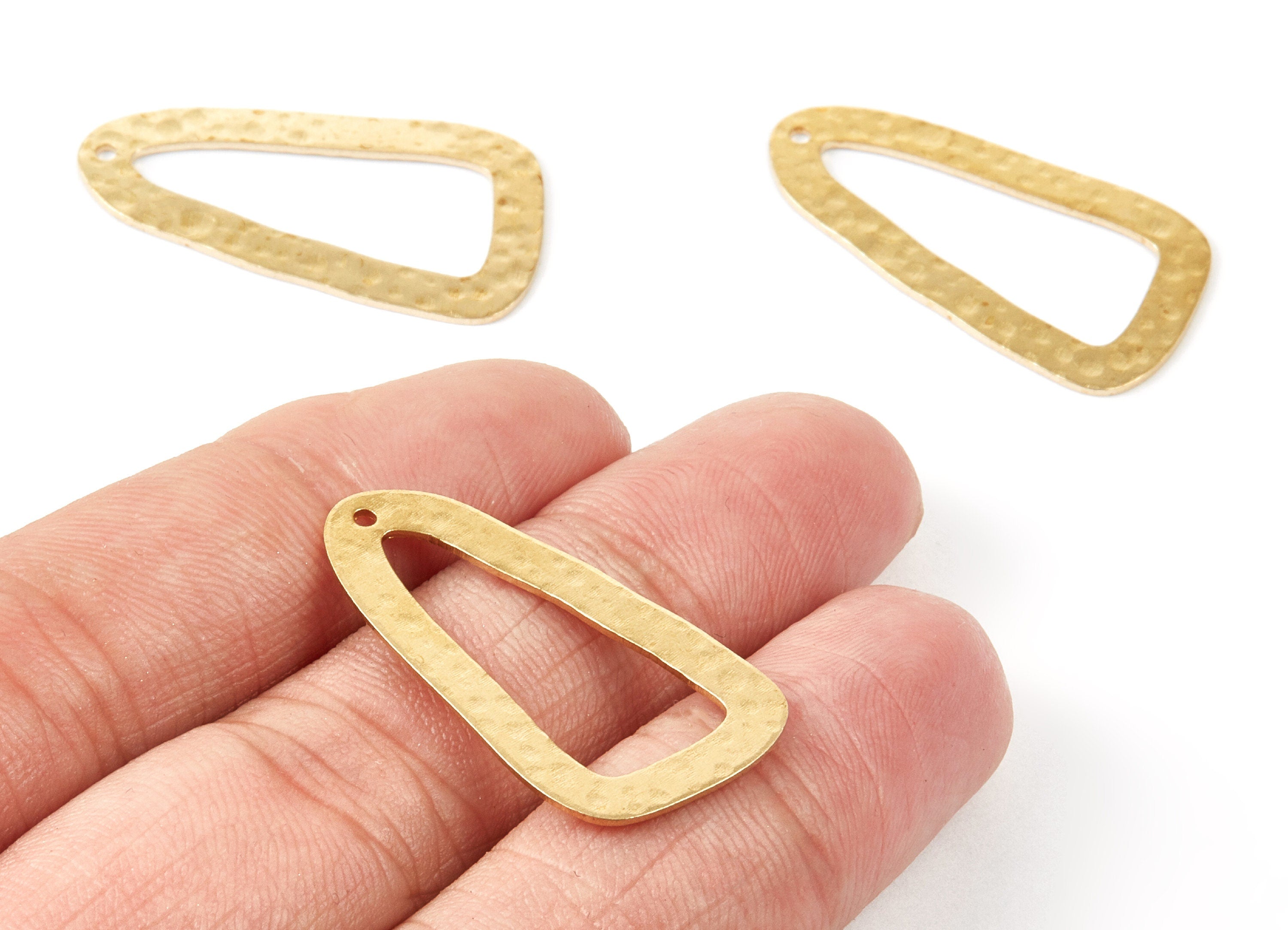 Brass Geometric Charms - Hammered Geometric Shaped Raw Brass Connector with 1 Holes - Jewelry Supplies - 33.3x17.3x0.86mm - PP1351A - DOMEDBAZAAR