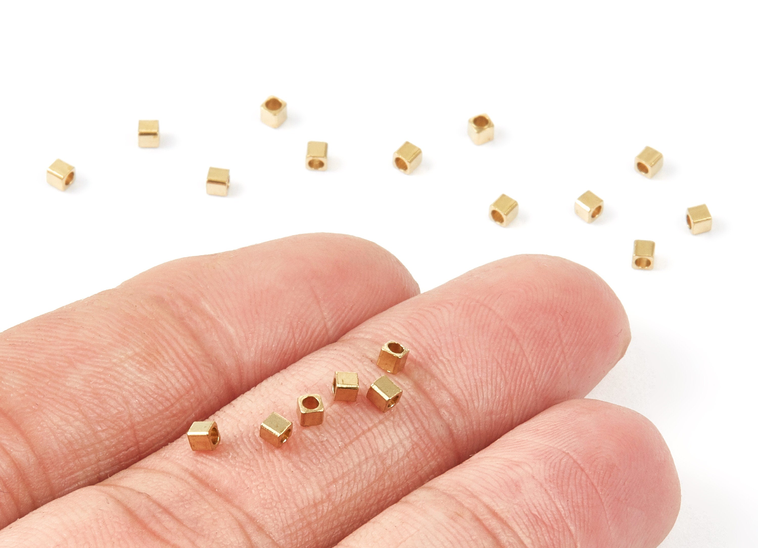 Brass Square Beads - 2X2 - Raw Brass Square Cube Beads - Jewelry Supplies - 2x2x2mm - PP1458 - DOMEDBAZAAR