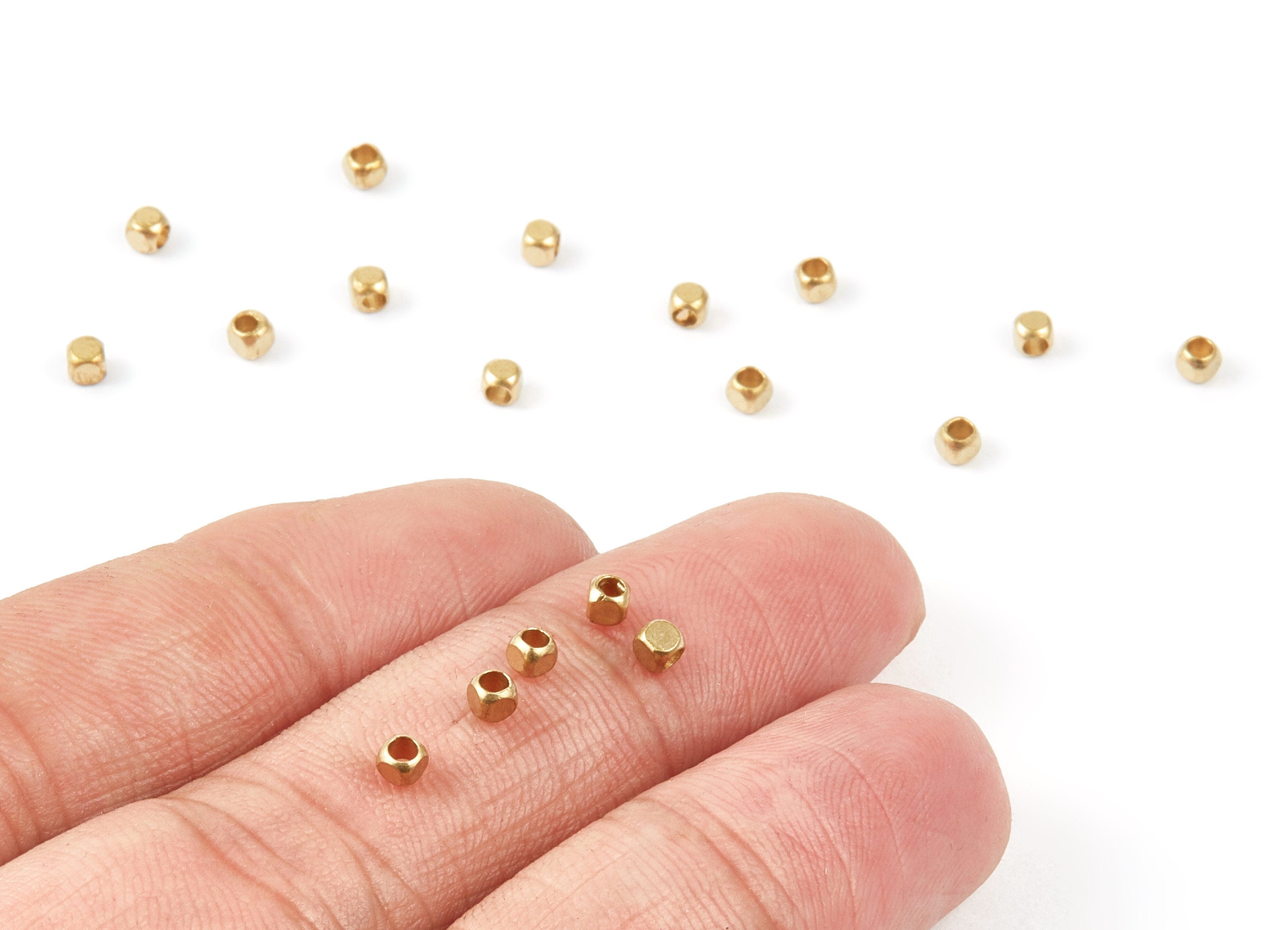 Brass Square Beads - 2.5x2.5 - Raw Brass Square Cube Beads - Jewelry Supplies - 2.5x2.5x2.5mm - PP1466 - DOMEDBAZAAR