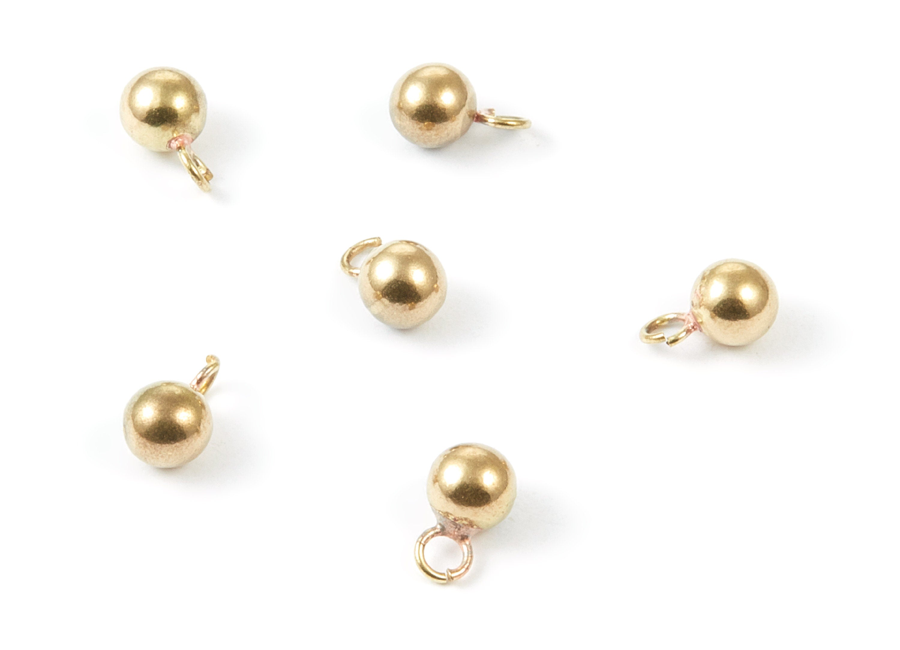 Brass Ball Charms - 6.0 Raw Brass Ball Charms With 1 Loop - Earring Findings - Jewelry Supplies - 9.92x6x0.76mm - PP1480 - DOMEDBAZAAR