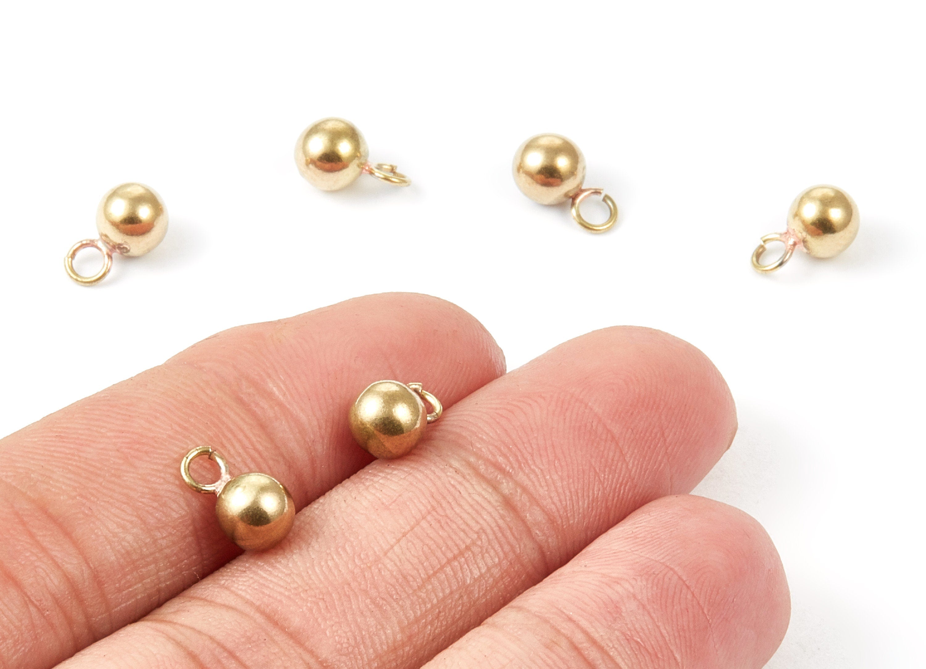 Brass Ball Charms - 6.0 Raw Brass Ball Charms With 1 Loop - Earring Findings - Jewelry Supplies - 9.92x6x0.76mm - PP1480 - DOMEDBAZAAR