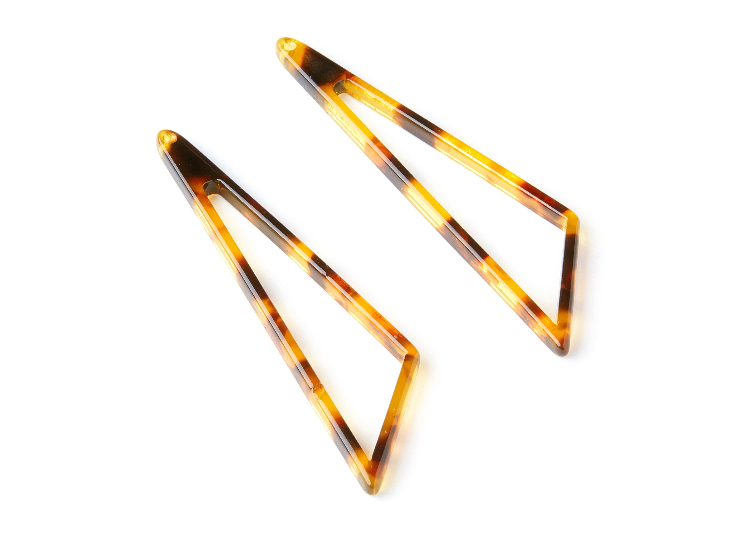 Acetate Acrylic Triangle Charms - Tortoise Shell Earrings - Triangle Pendant - Jewelry Supplies - Color Code: A05 - 69x16x3mm - AC1357R - DOMEDBAZAAR