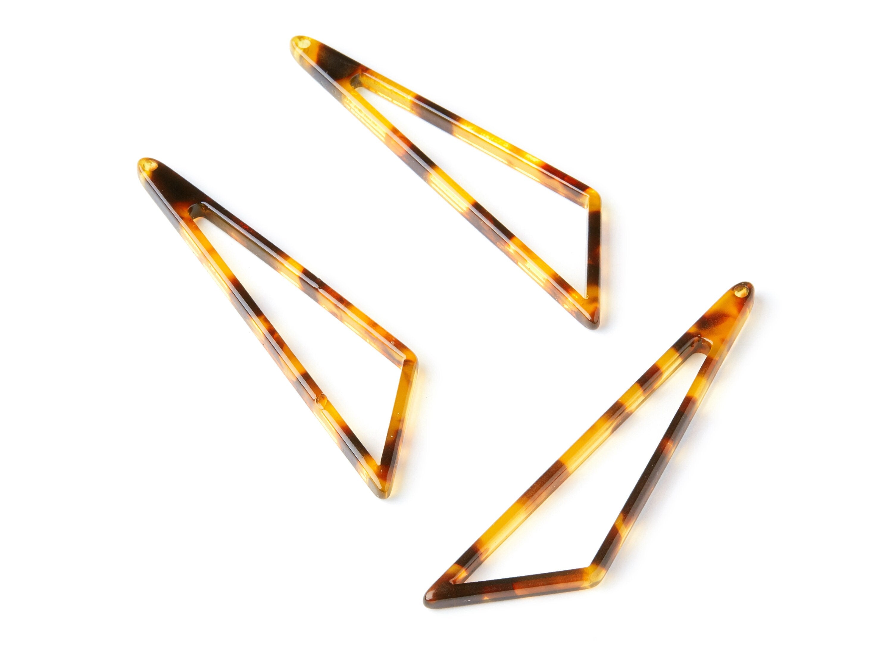 Acetate Acrylic Triangle Charms - Tortoise Shell Earrings - Triangle Pendant - Jewelry Supplies - Color Code: A05 - 69x16x3mm - AC1357R - DOMEDBAZAAR
