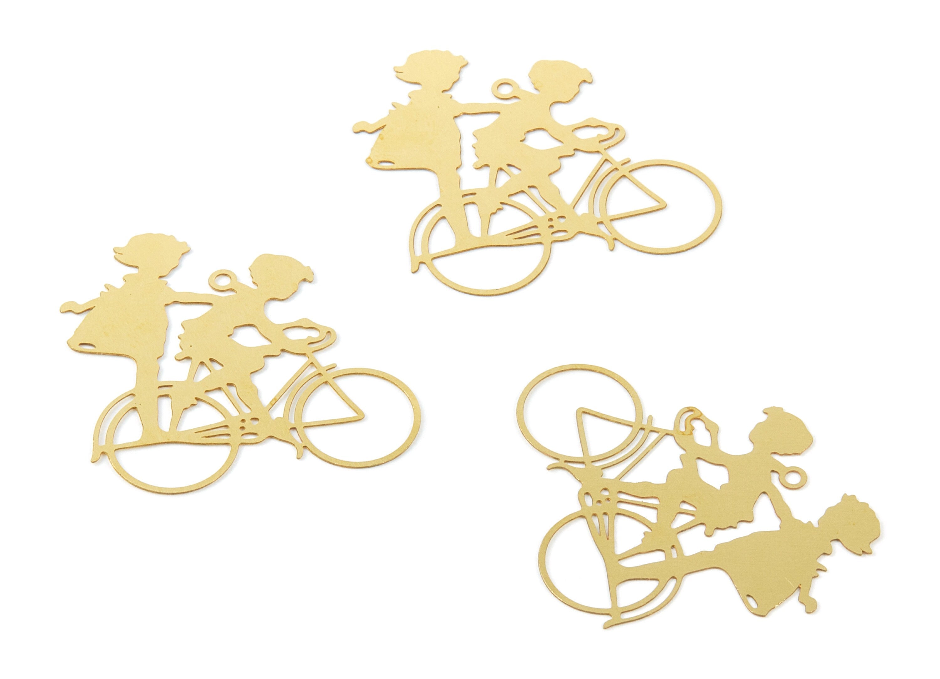 Raw Brass Bicycle Shaped Earring Charms - Hallow Out Earring Charms - Earring Findings - 32.28x31.68x0.3mm - JJB5037 - DOMEDBAZAAR