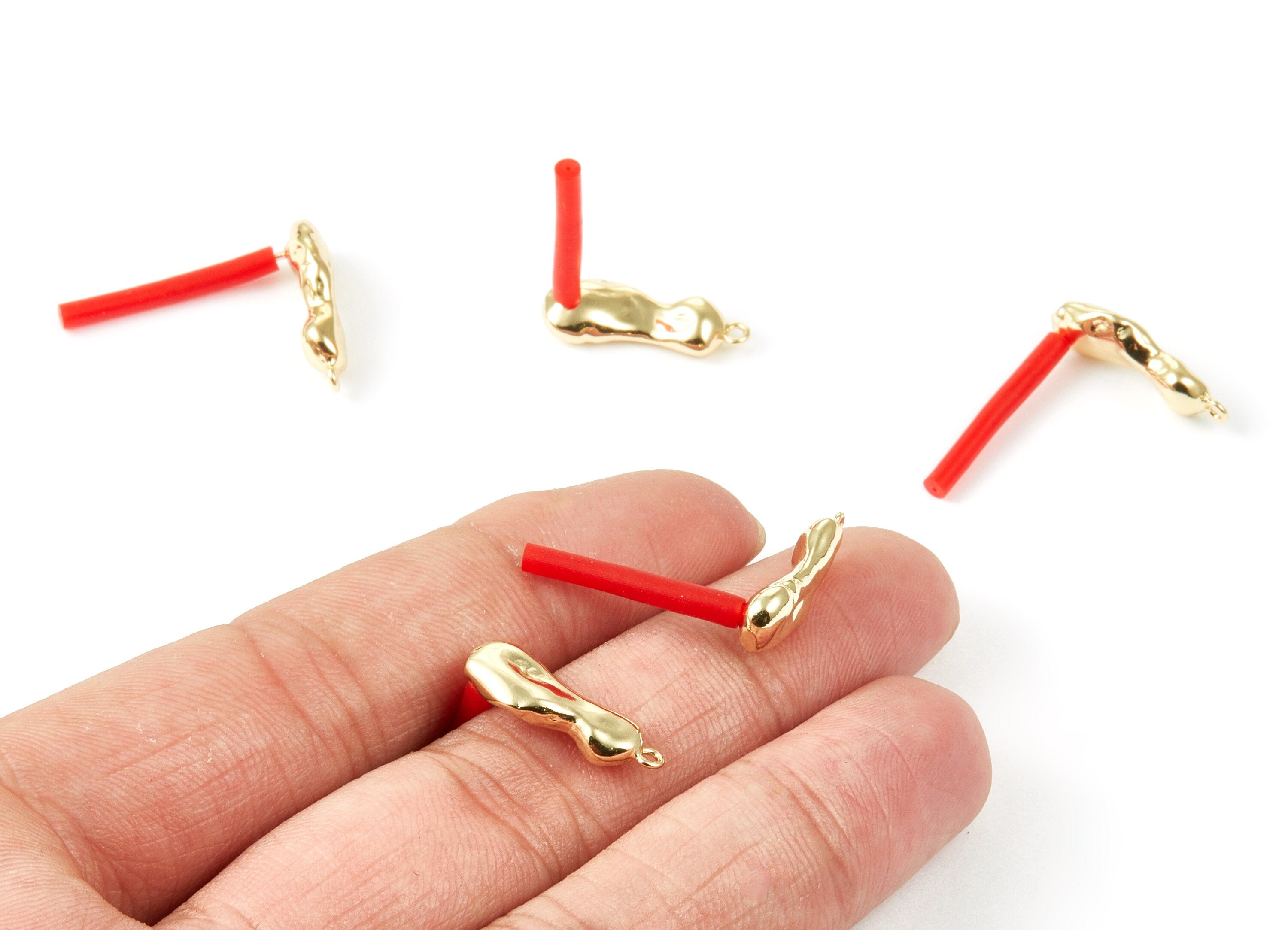 Gold Tone Plated Earring Post Stud - Gold Tone Plated Zinc Alloy Stud - Stainless Steel Stud - Ear Studs - 19.52x7.92x4.12mm - ZZ1301G - DOMEDBAZAAR