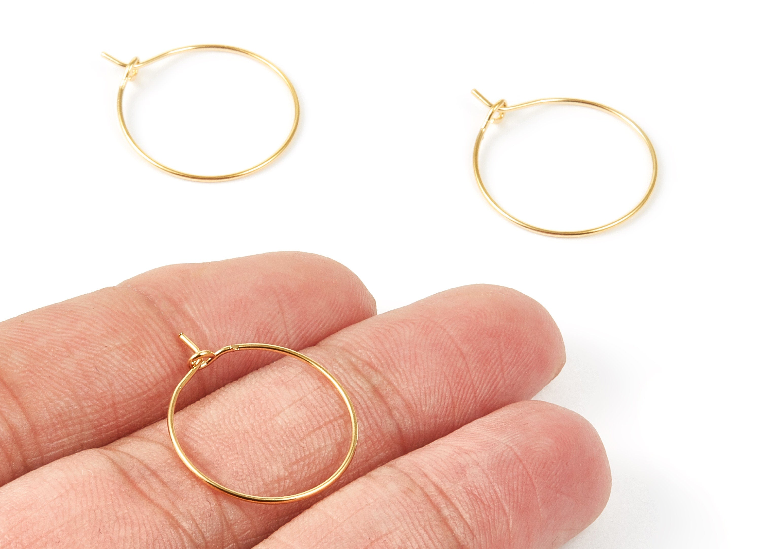 18K Real Gold Plated Brass Earring Wire -  Brass Ear Wire - Earring Findings - Jewelry Supplies - 23.49x20x0.86mm - RGP1019 - DOMEDBAZAAR