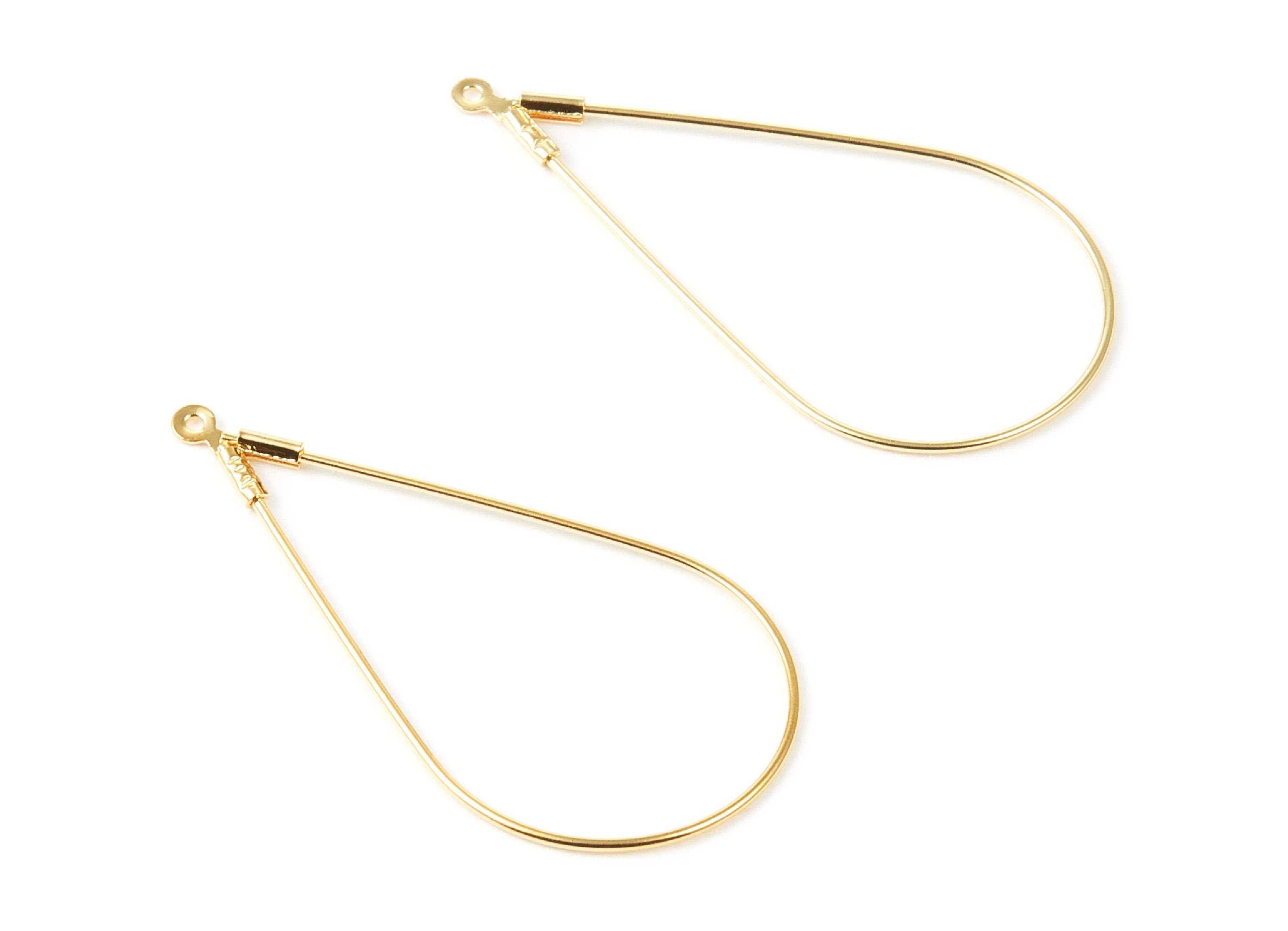 18K Real Gold Plated Brass Earring Wire -  Brass Ear Wire - Earring Findings - Jewelry Supplies - 44x22.1x1.73mm - RGP1013 - DOMEDBAZAAR