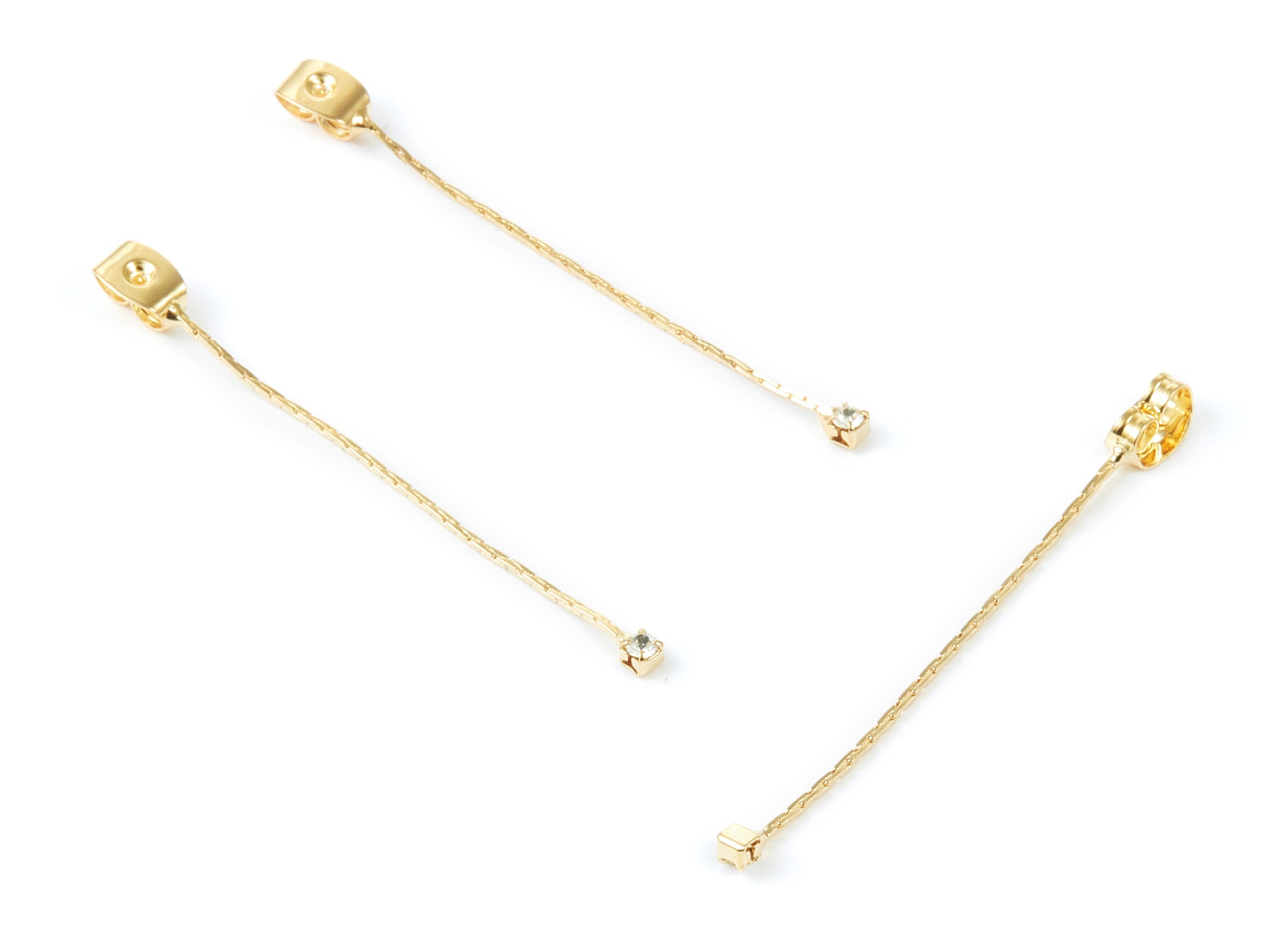 18K Real Gold Plated Earing Back Stopper - Brass Earring Back Stopper With a Snake Chain Inlaid Zircon - 46.5x4.37x3.44mm - RGP1010 - DOMEDBAZAAR