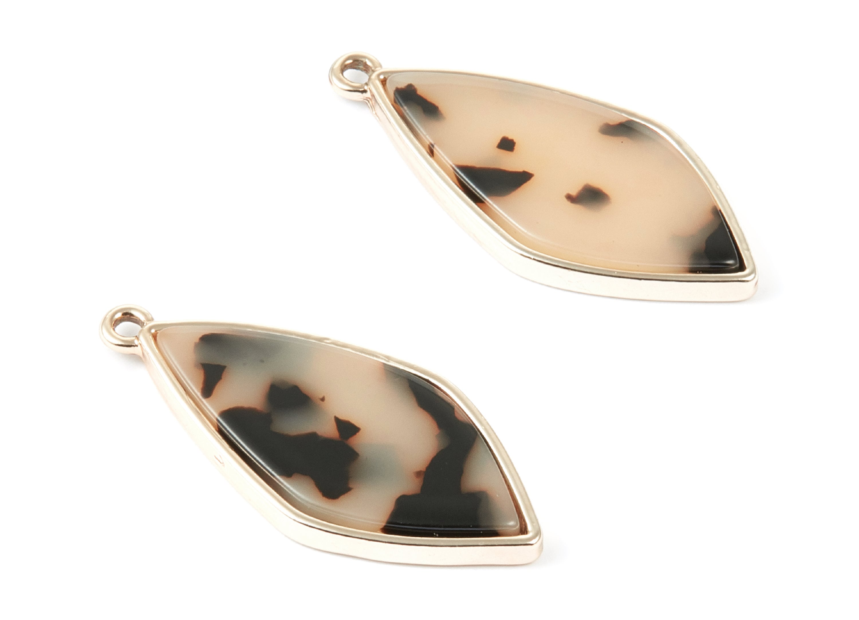 Alloy Frame Cellulose Acetate Charms - Alloy Acetate Earrings - Rhombus Shaped Pendant - Color Code: A08 - 40.55x18.37x2.85mm - AC1240E - DOMEDBAZAAR