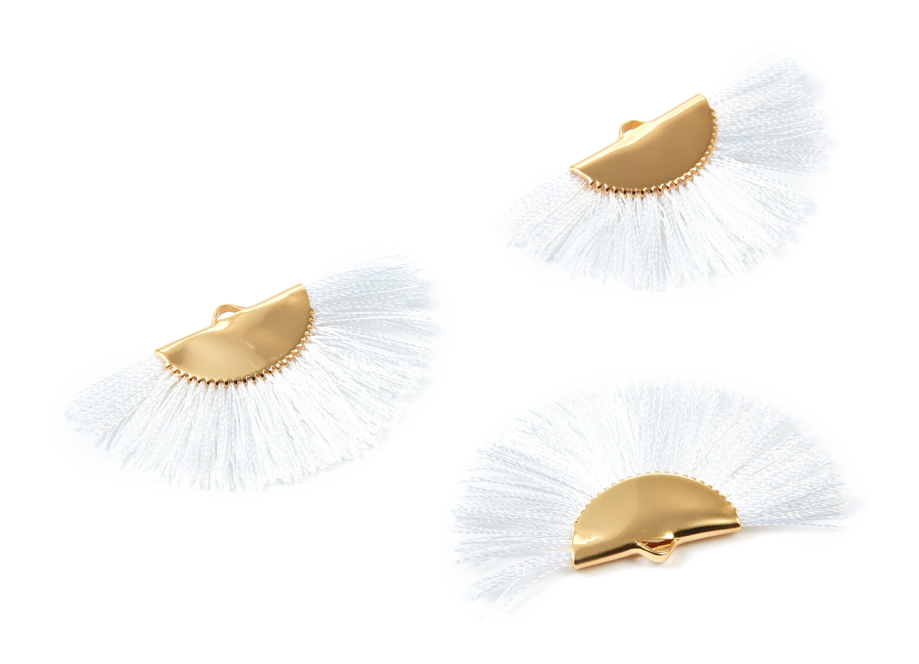 18K Real Gold Plated Brass Earrings - Fringe Tassel On A Brass findings Earrings - Fan Tassel Earring Charms - 45x29x2.8mm - RGP1001F - DOMEDBAZAAR