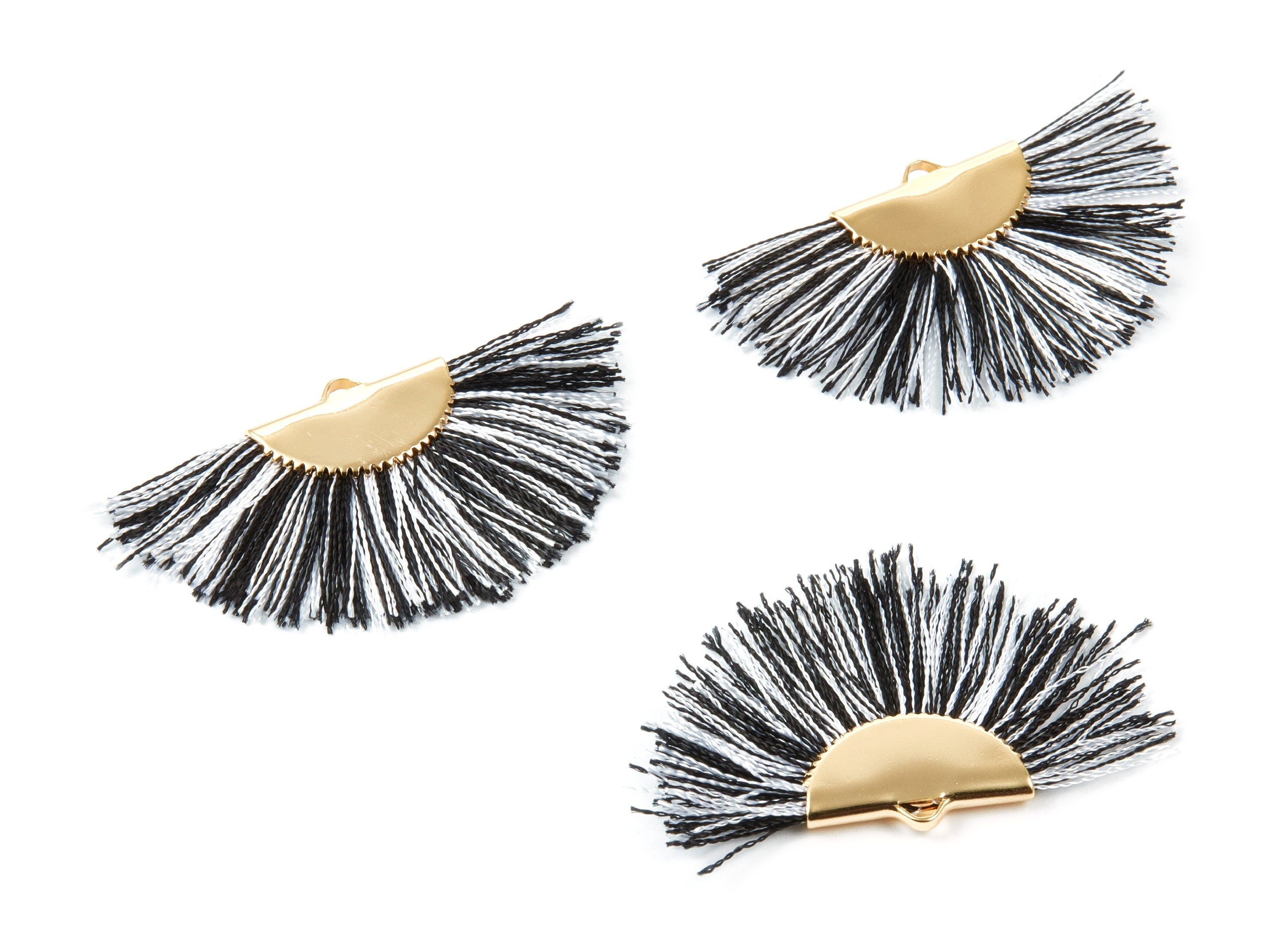 18K Real Gold Plated Brass Earrings - Fringe Tassel On A Brass findings Earrings - Fan Tassel Earring Charms - 45x29x2.8mm - RGP1001C - DOMEDBAZAAR